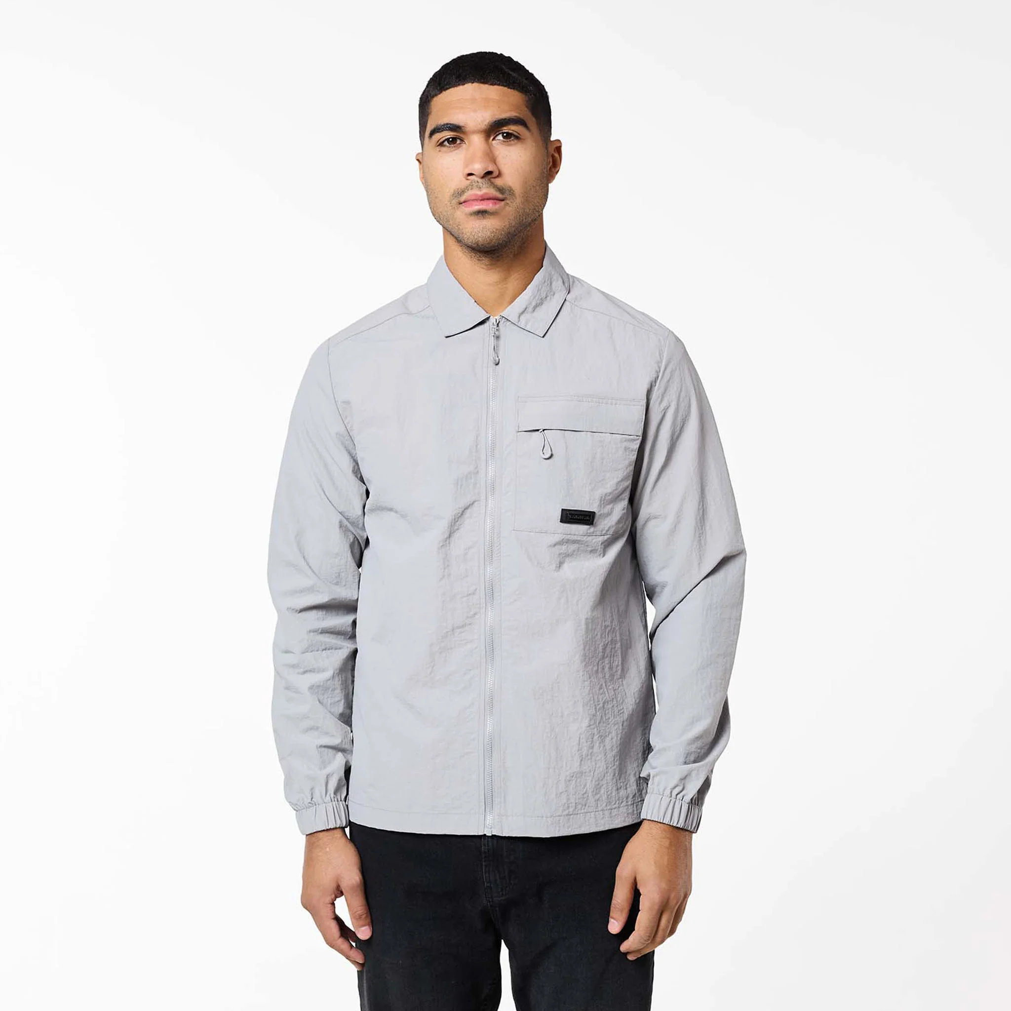Crinkle Nylon Tech Overshirt | Frost Grey - Image 4
