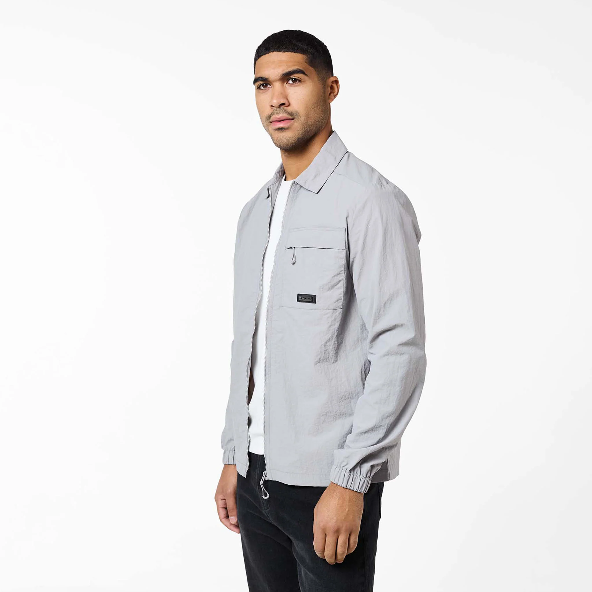 Crinkle Nylon Tech Overshirt | Frost Grey - Image 6
