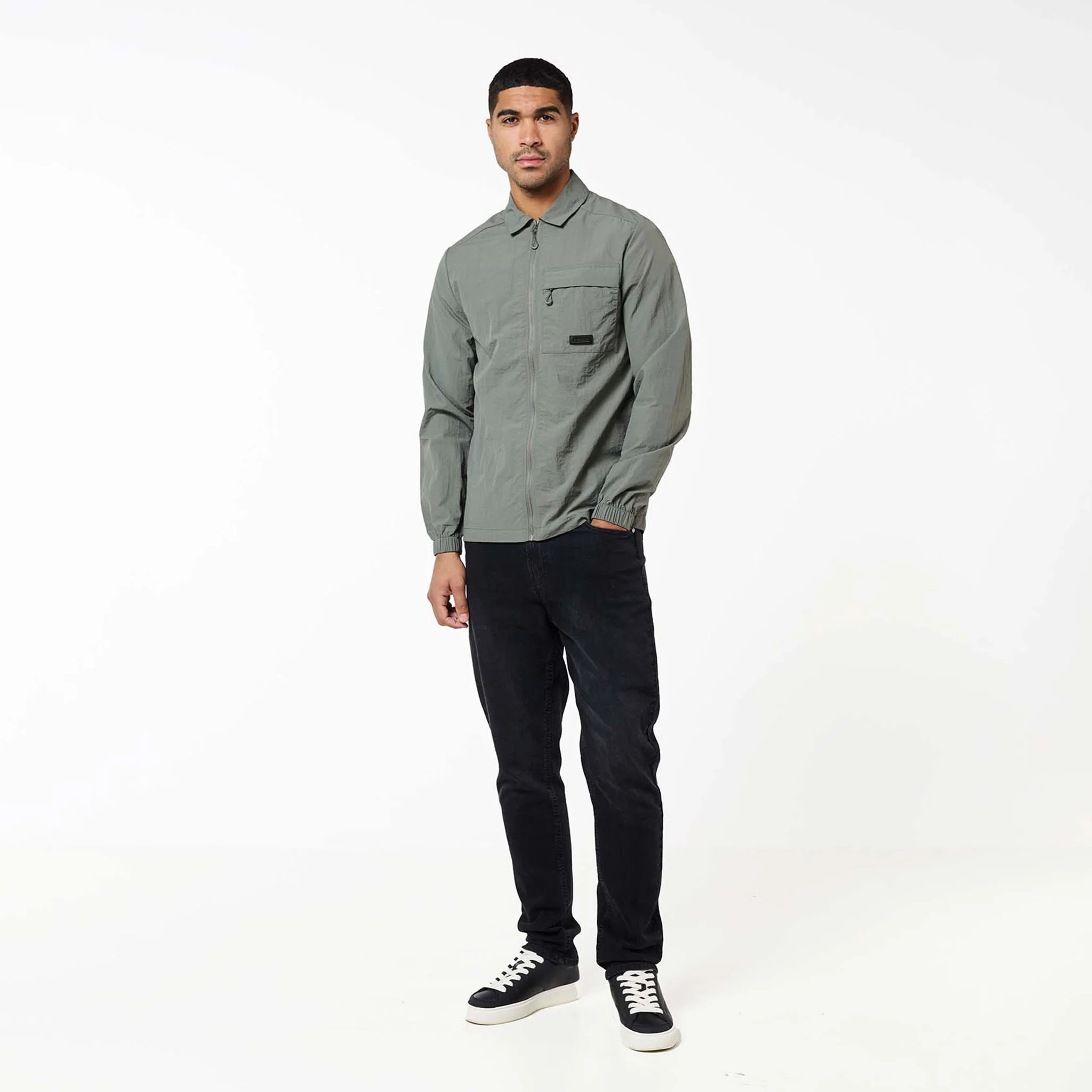 Crinkle Nylon Tech Overshirt | Olive - Image 6