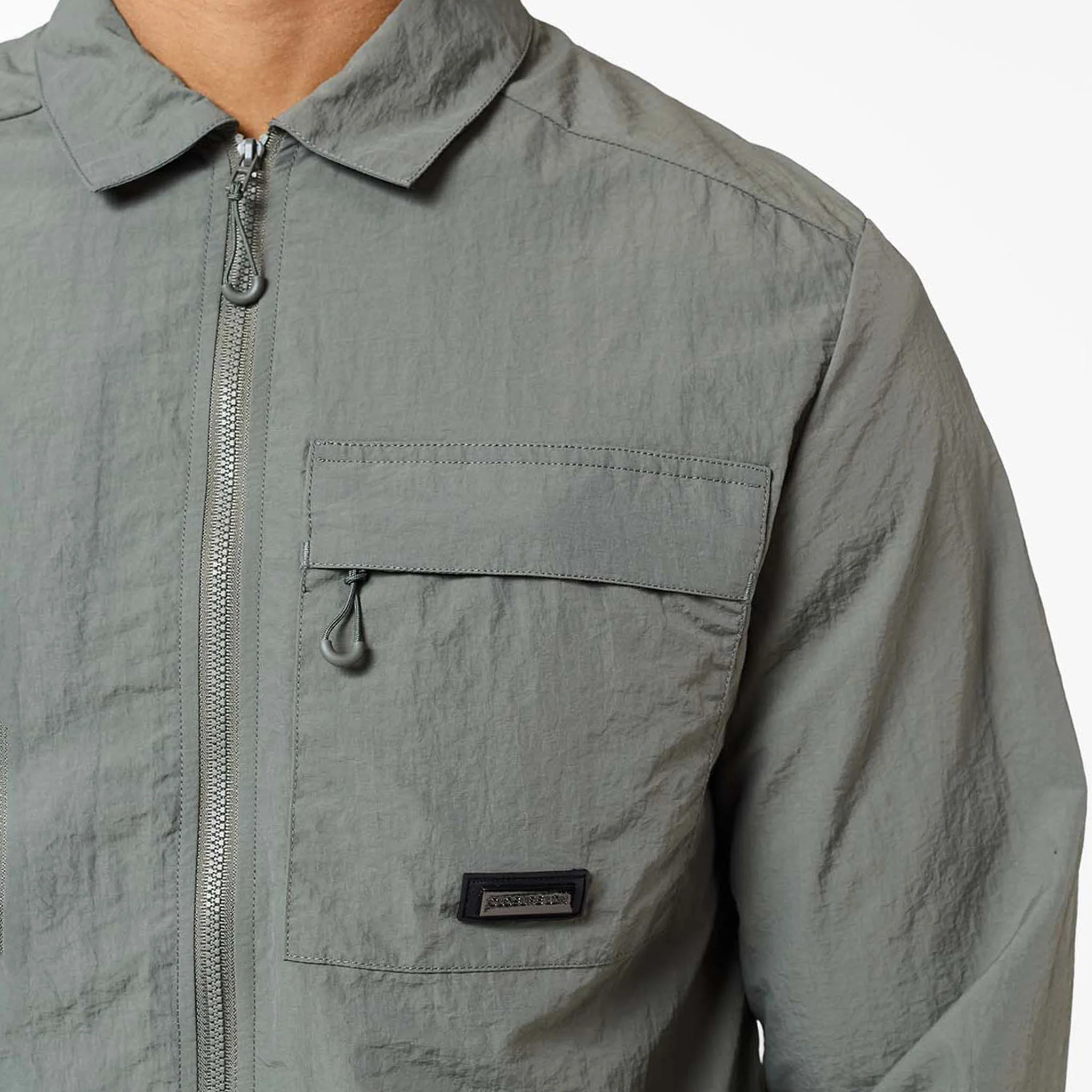 Crinkle Nylon Tech Overshirt | Olive - Image 8