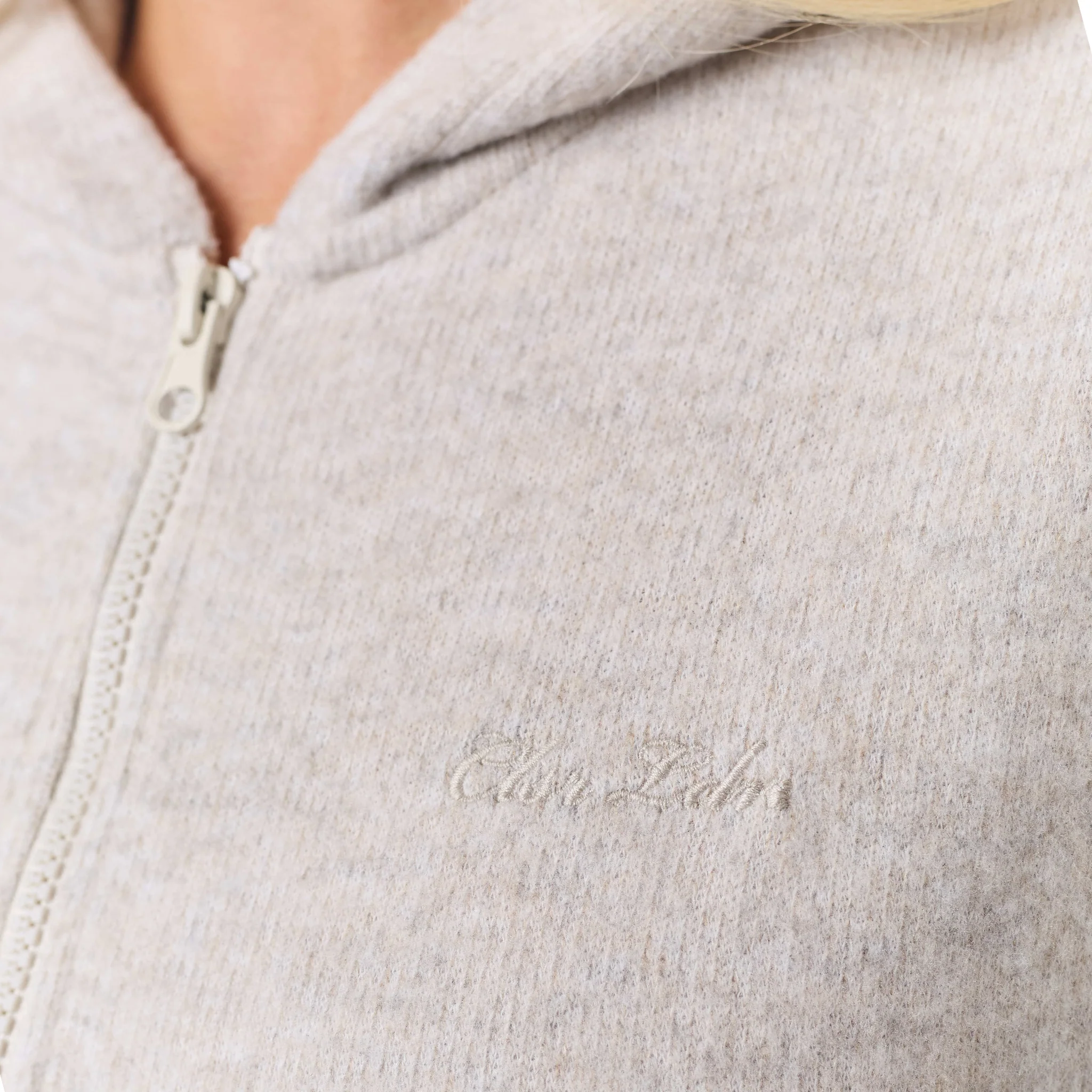 Cropped Knit Hoodie | Oat Marl - Image 4