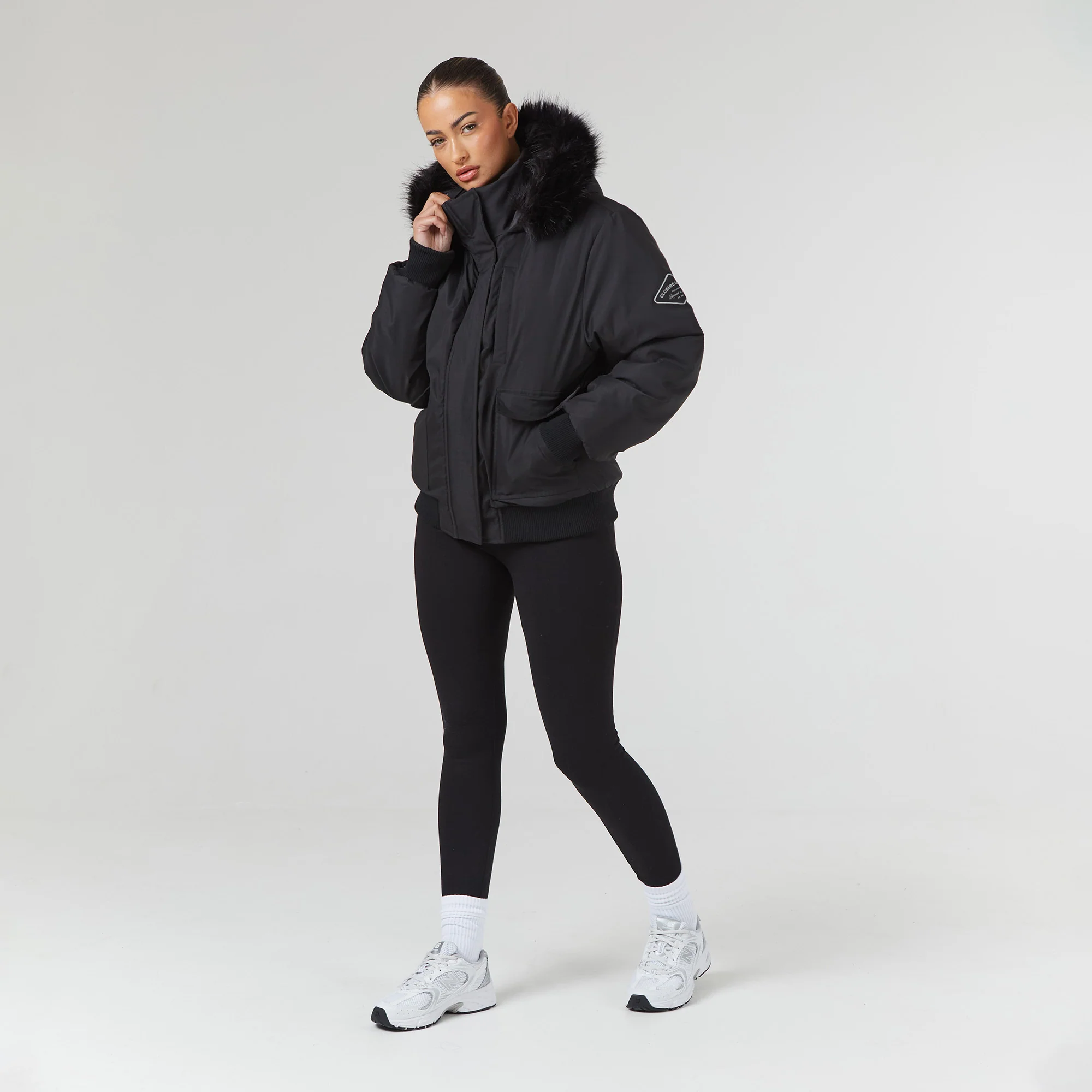 Faux Fur Cropped Parka | Black - Image 11