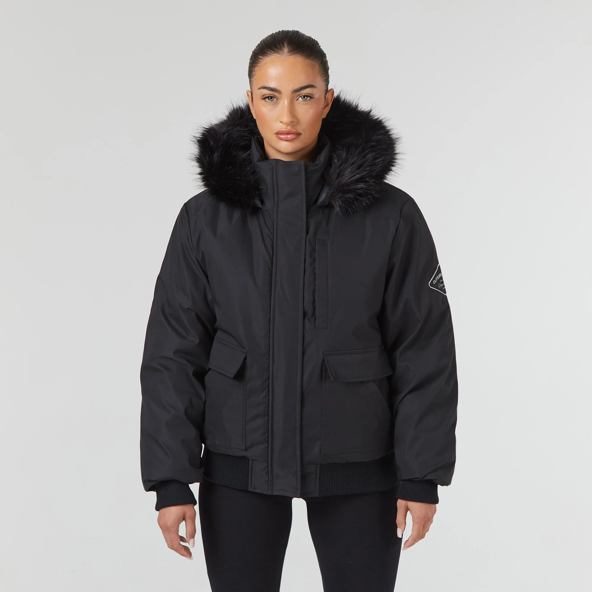 Faux Fur Cropped Parka | Black - Image 8