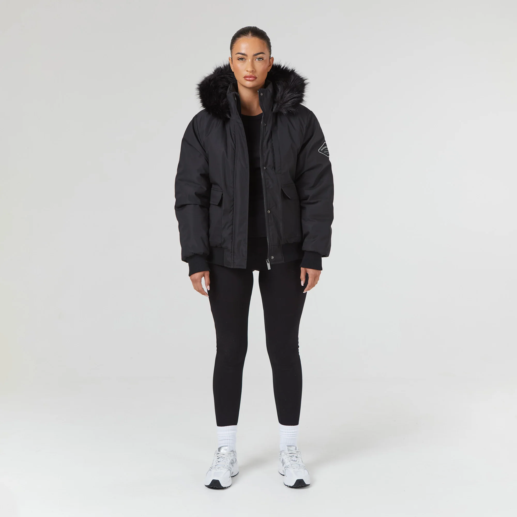 Faux Fur Cropped Parka | Black - Image 9