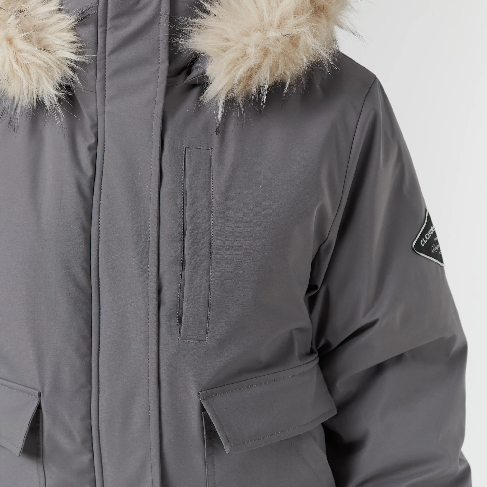 Faux Fur Cropped Parka | Charcoal - Image 5