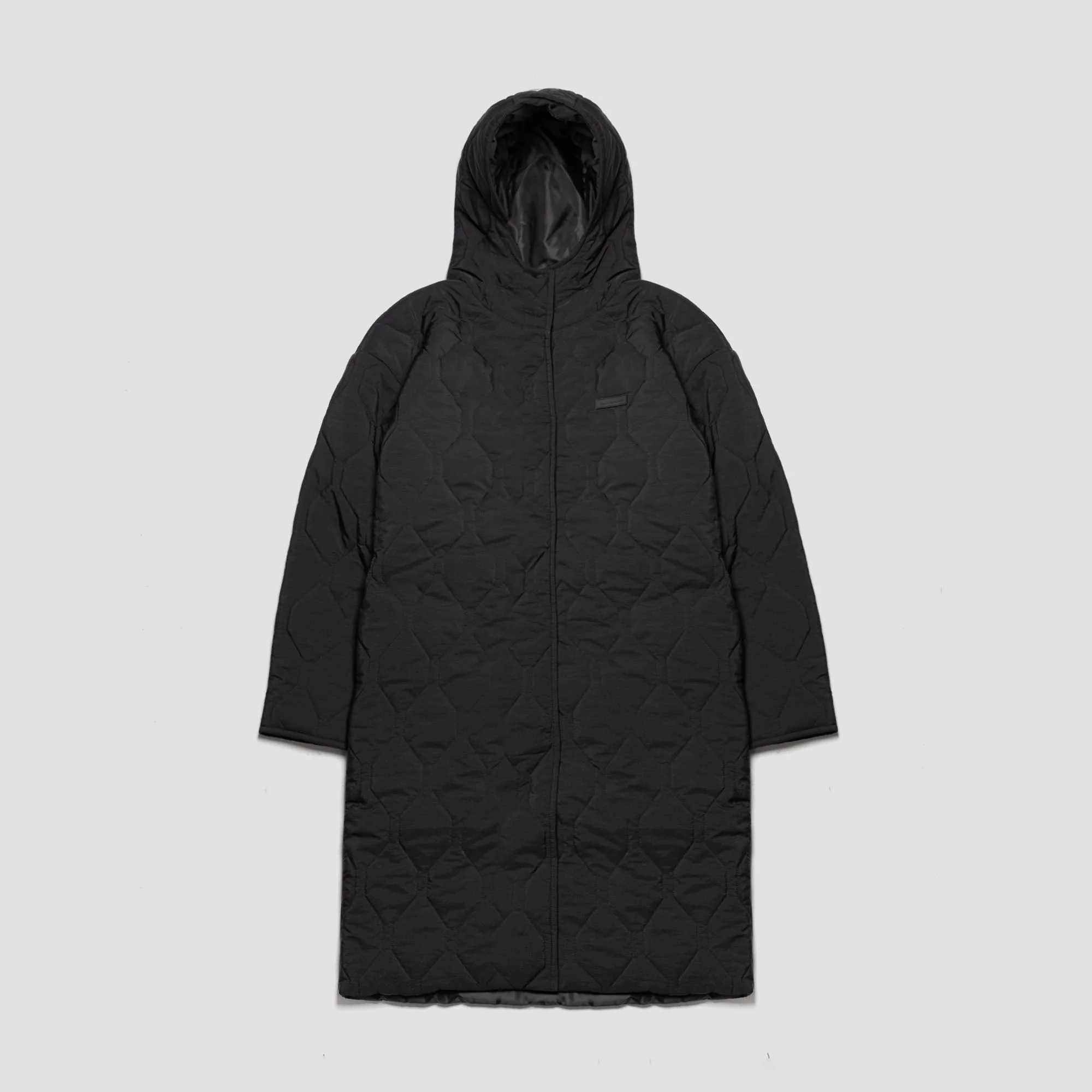 Cross Quilt Longline Duvet Coat | Black - Image 12