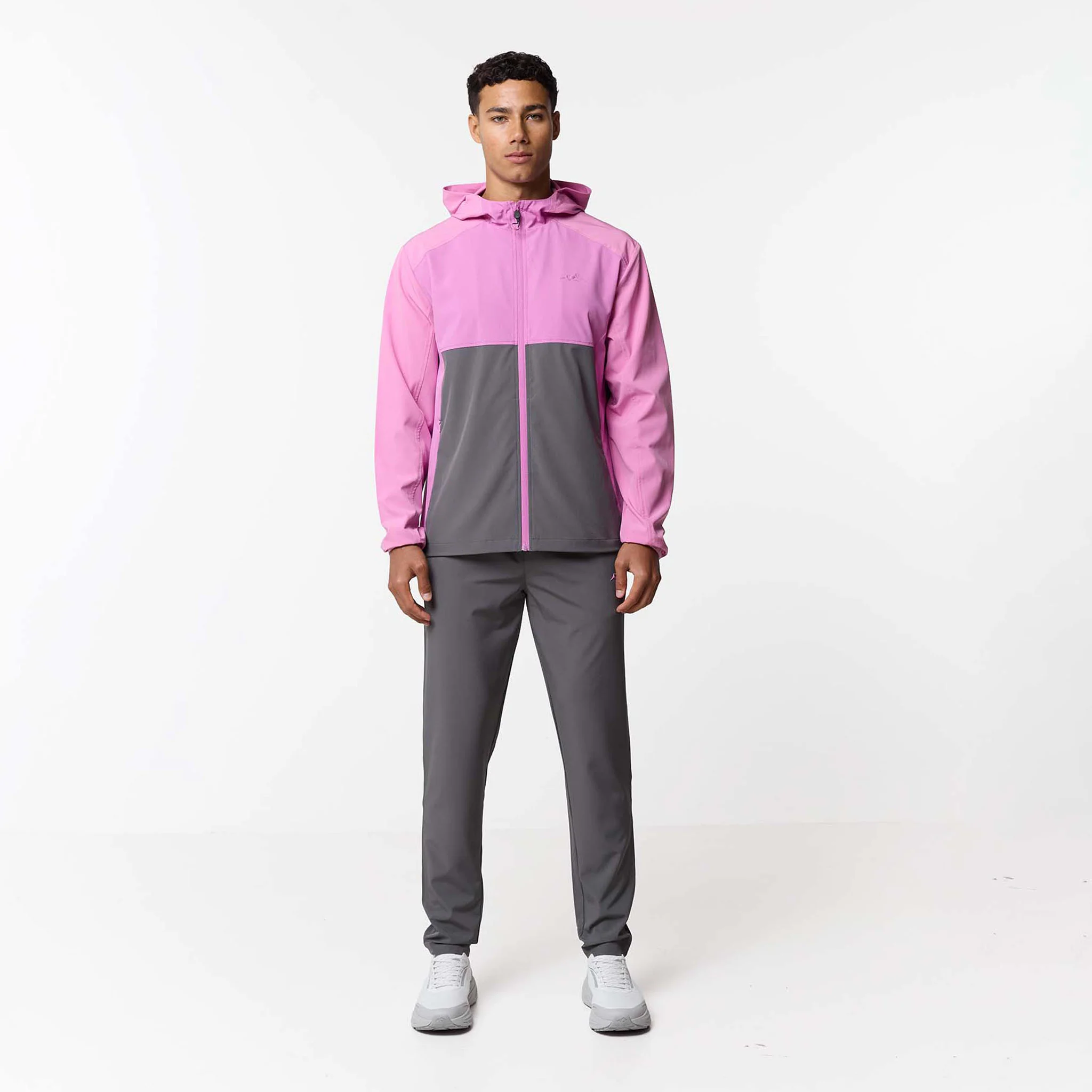 Cut And Sew Tech Tracksuit | Charcoal/Pink - Image 6