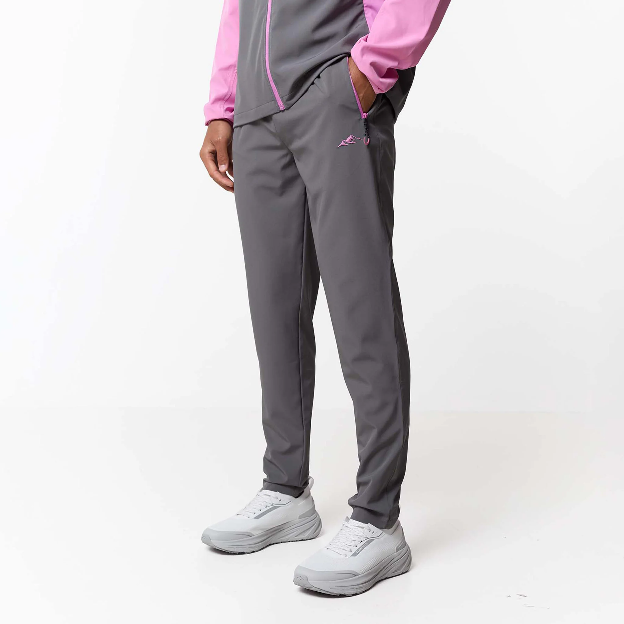 Cut And Sew Tech Tracksuit | Charcoal/Pink - Image 7