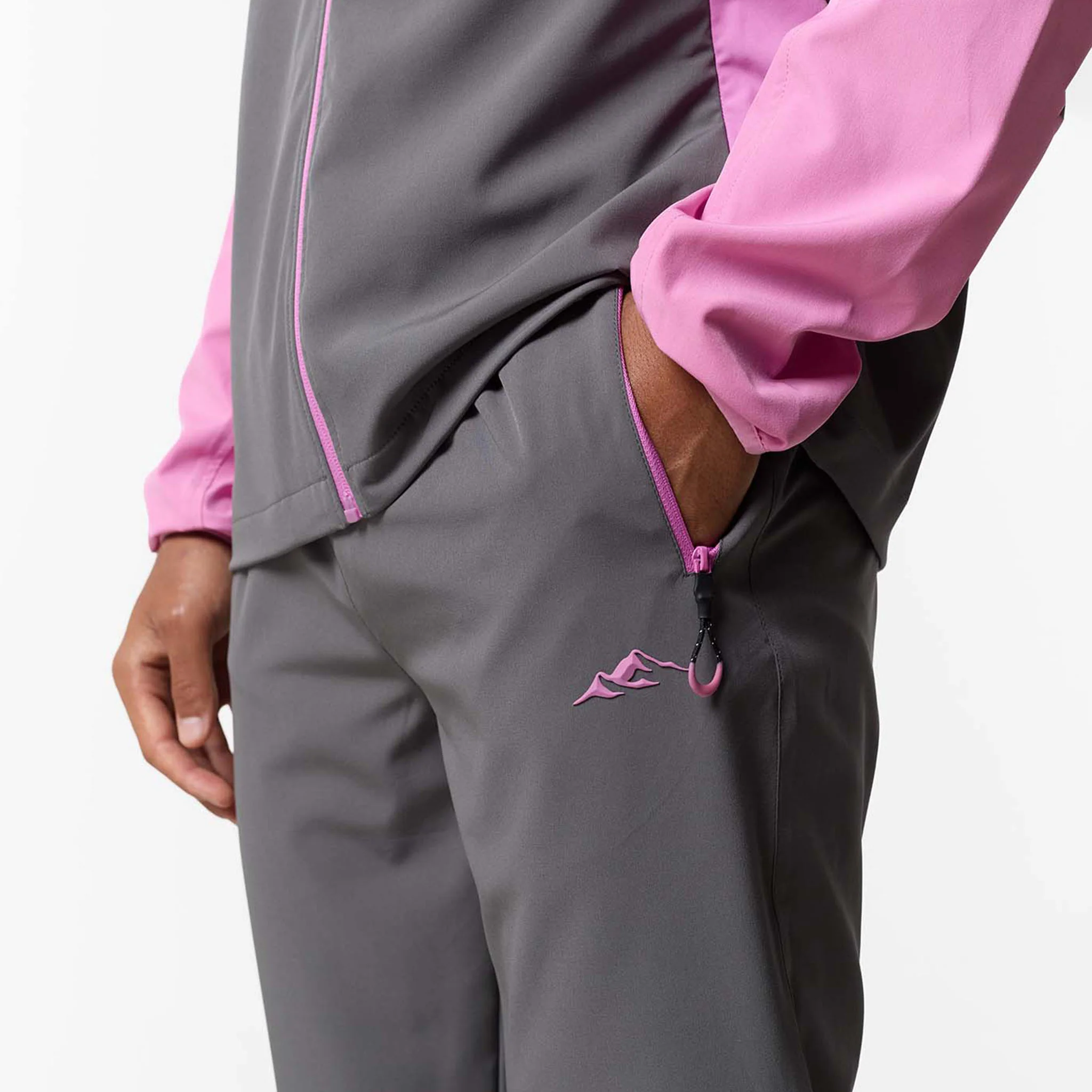 Cut And Sew Tech Tracksuit | Charcoal/Pink - Image 8