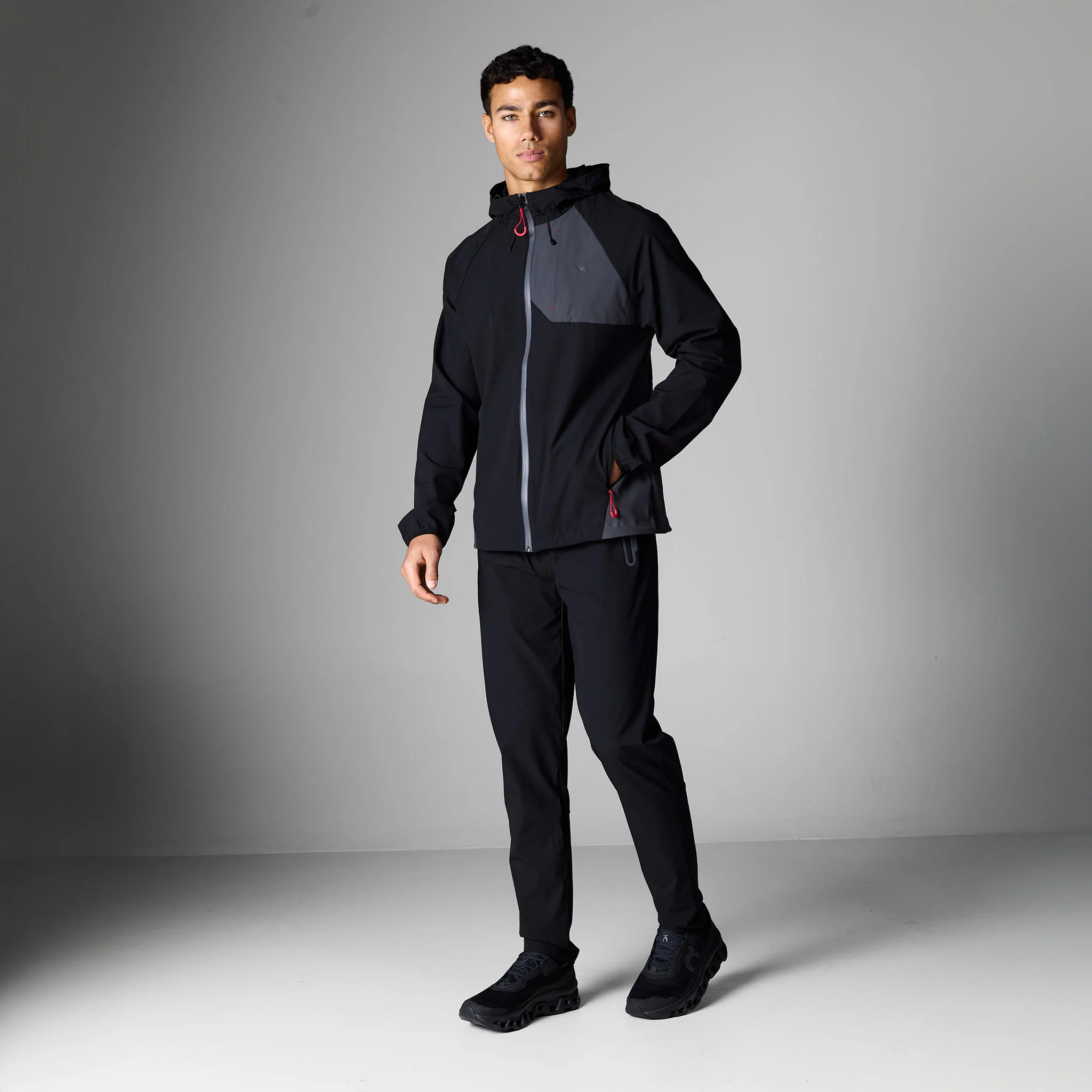 Cyclone Contrast Tracksuit | Black/Graphite/Red - Image 2