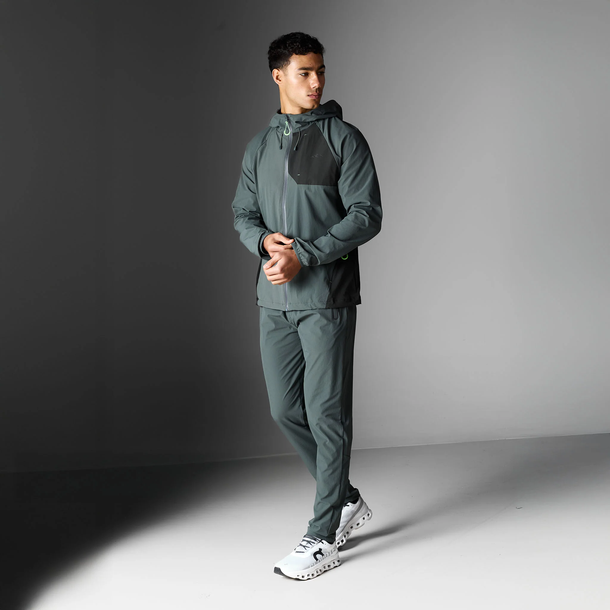 Cyclone Contrast Tracksuit | Forest/Neon Green - Image 2