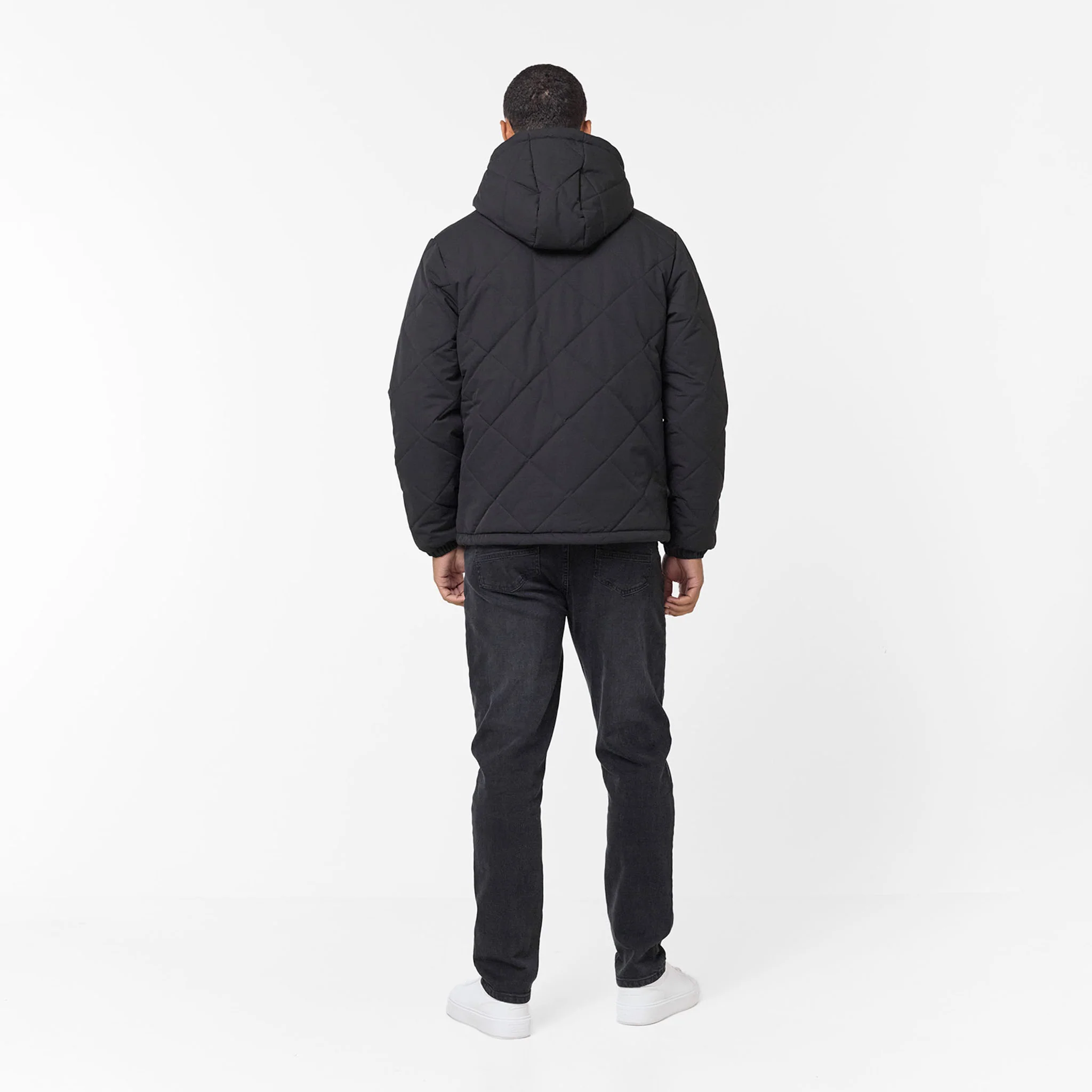 Diamond Quilted Pocket Puffer Jacket | Black - Image 8