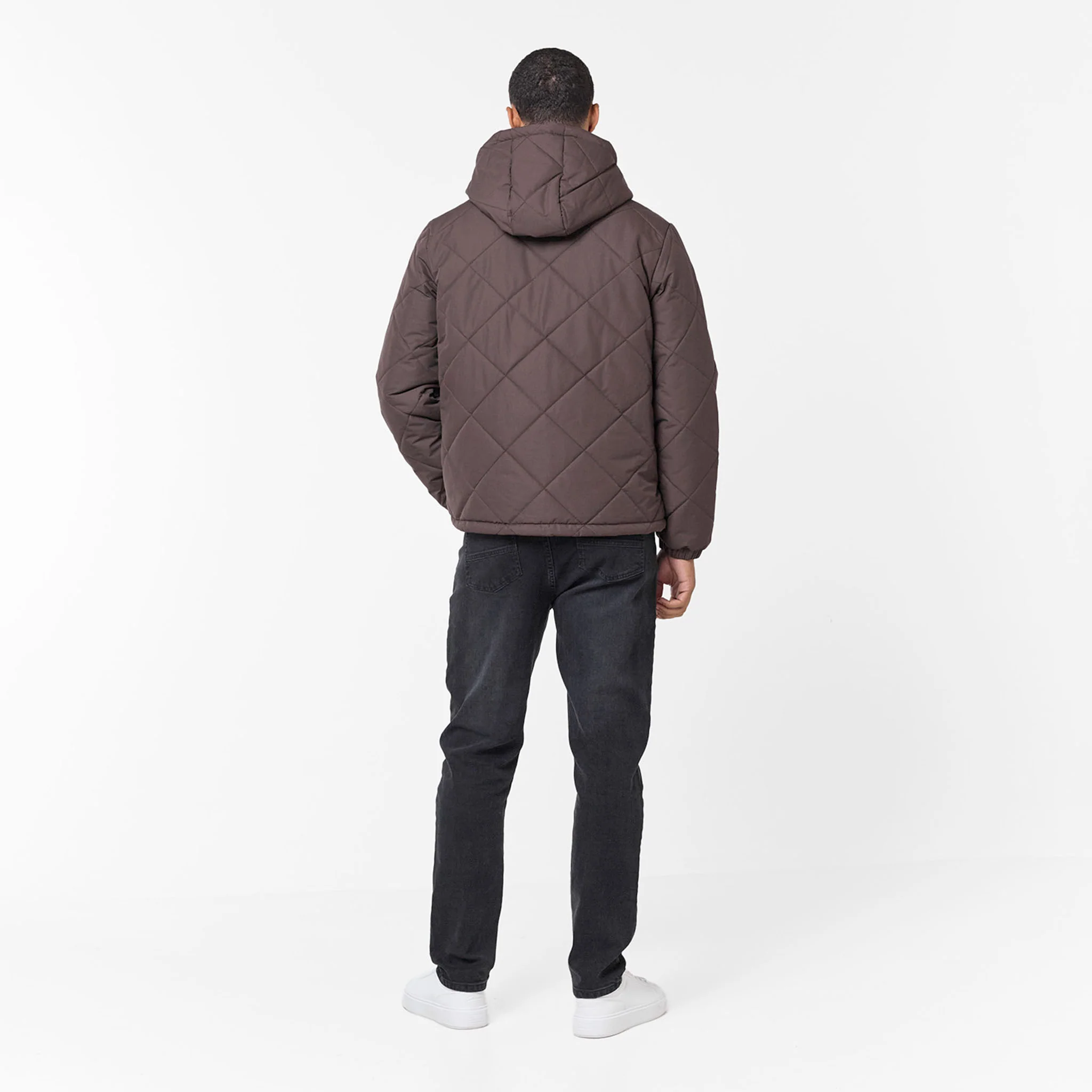 Diamond Quilted Pocket Puffer Jacket | Brown - Image 10