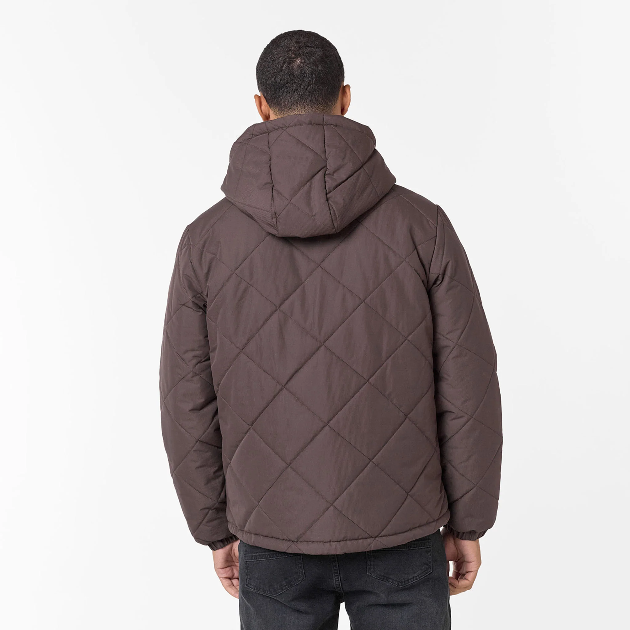 Diamond Quilted Pocket Puffer Jacket | Brown - Image 9