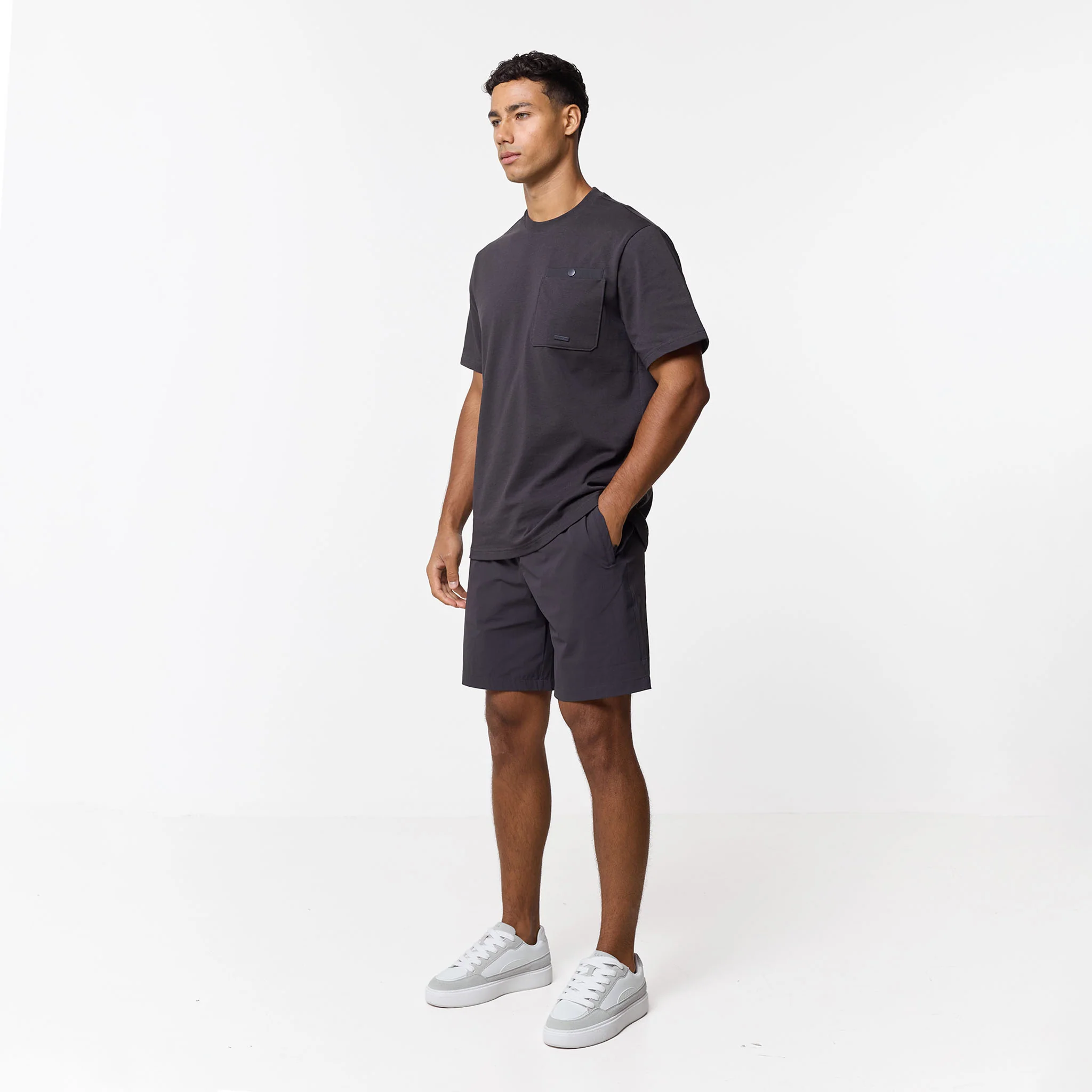 Double Pocket Tech T-Shirt Twinset | Charcoal - Image 2