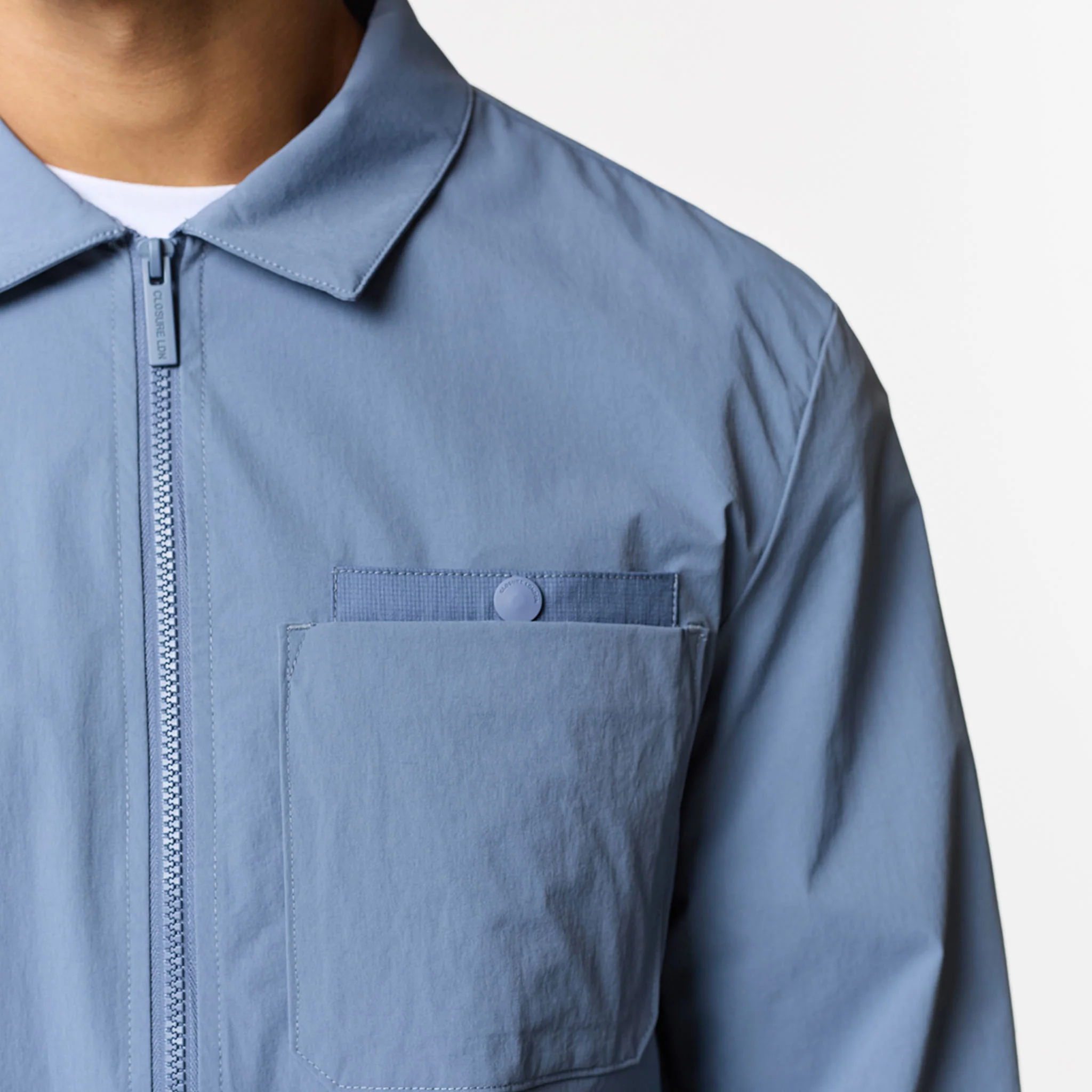 Double Pocket Tech Overshirt | Steel Blue - Image 4