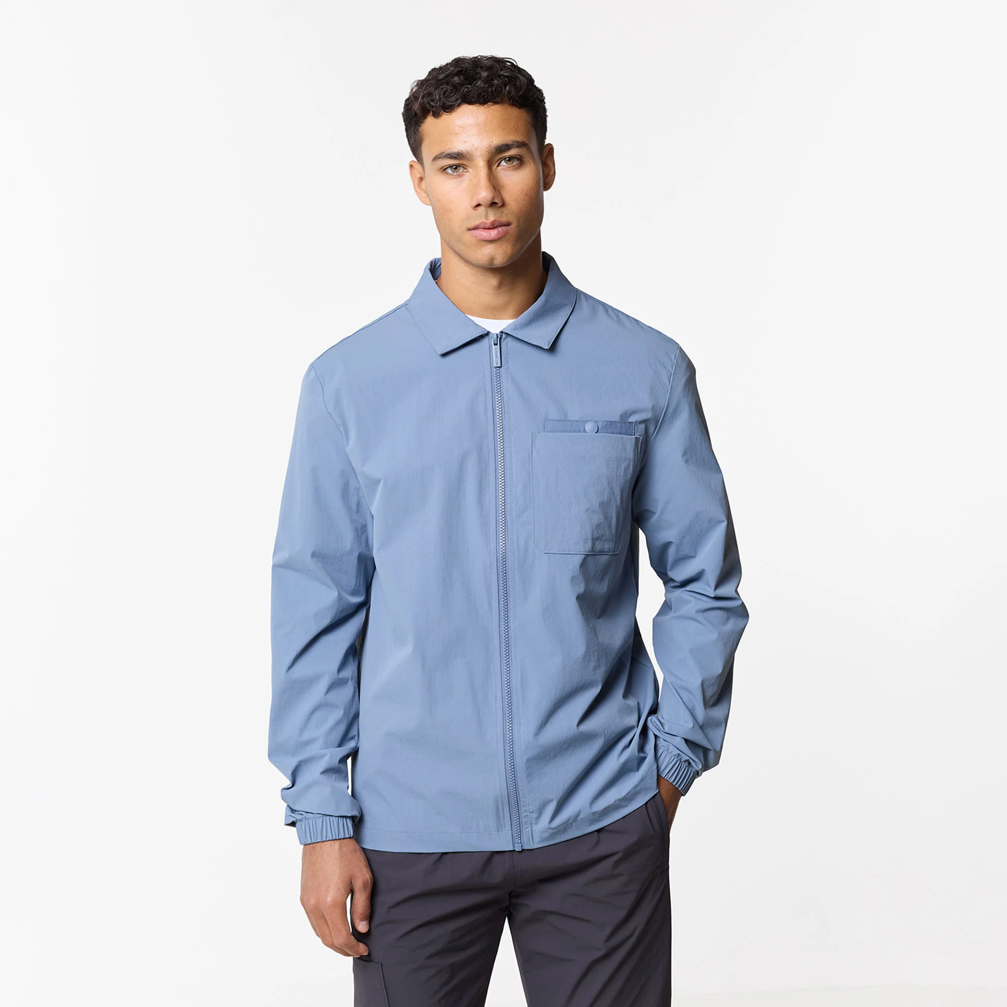 Double Pocket Tech Overshirt | Steel Blue - Image 5