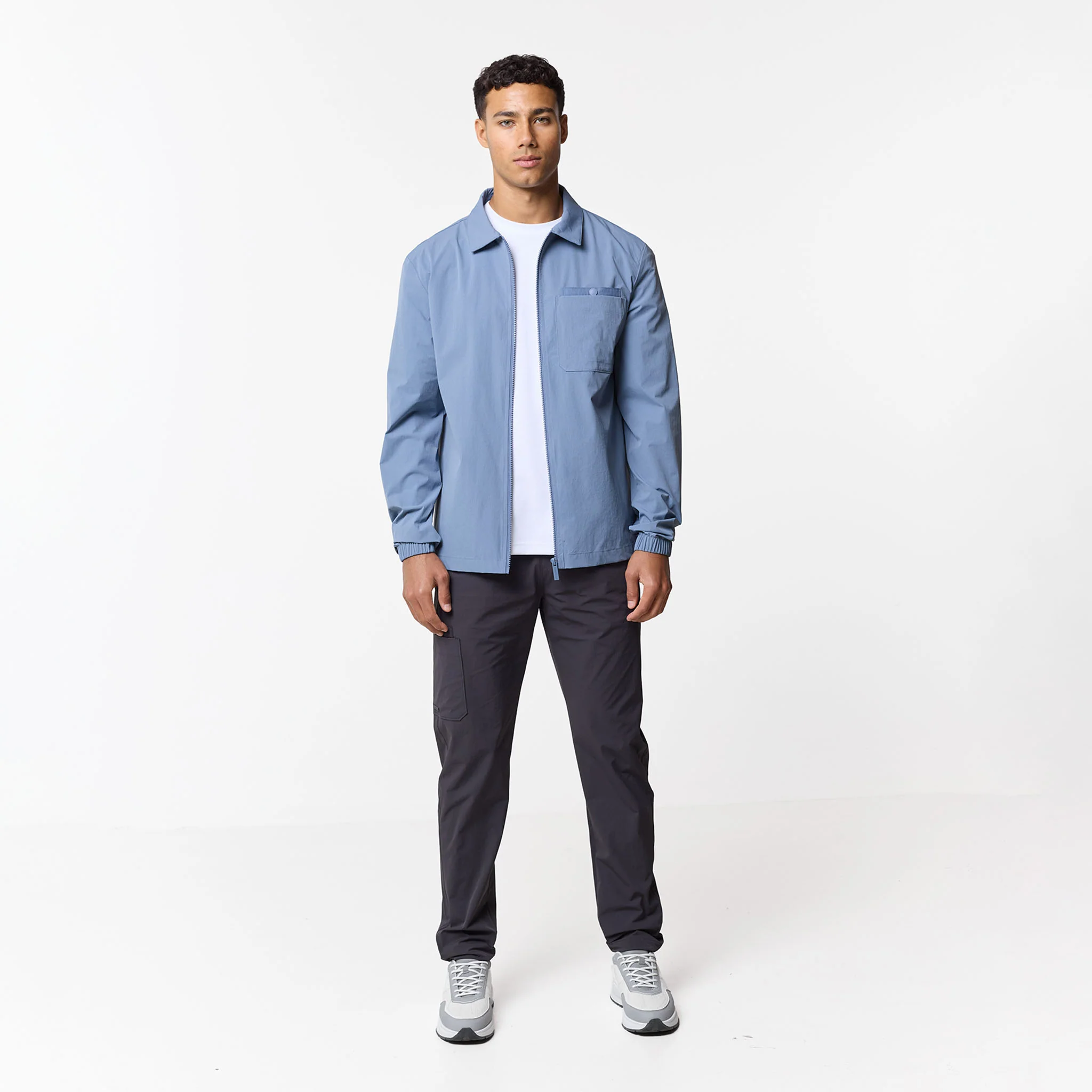 Double Pocket Tech Overshirt | Steel Blue - Image 6