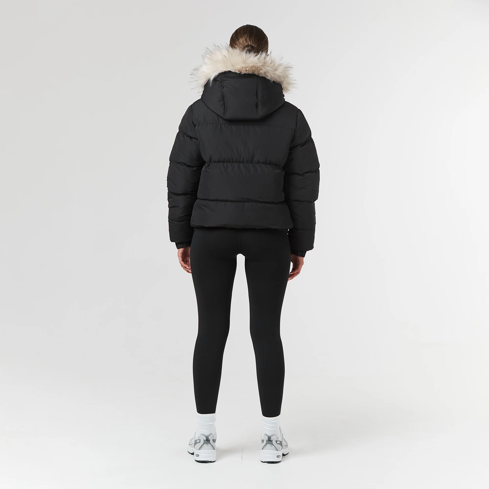 Faux Fur Cropped Puffer | Black - Image 6