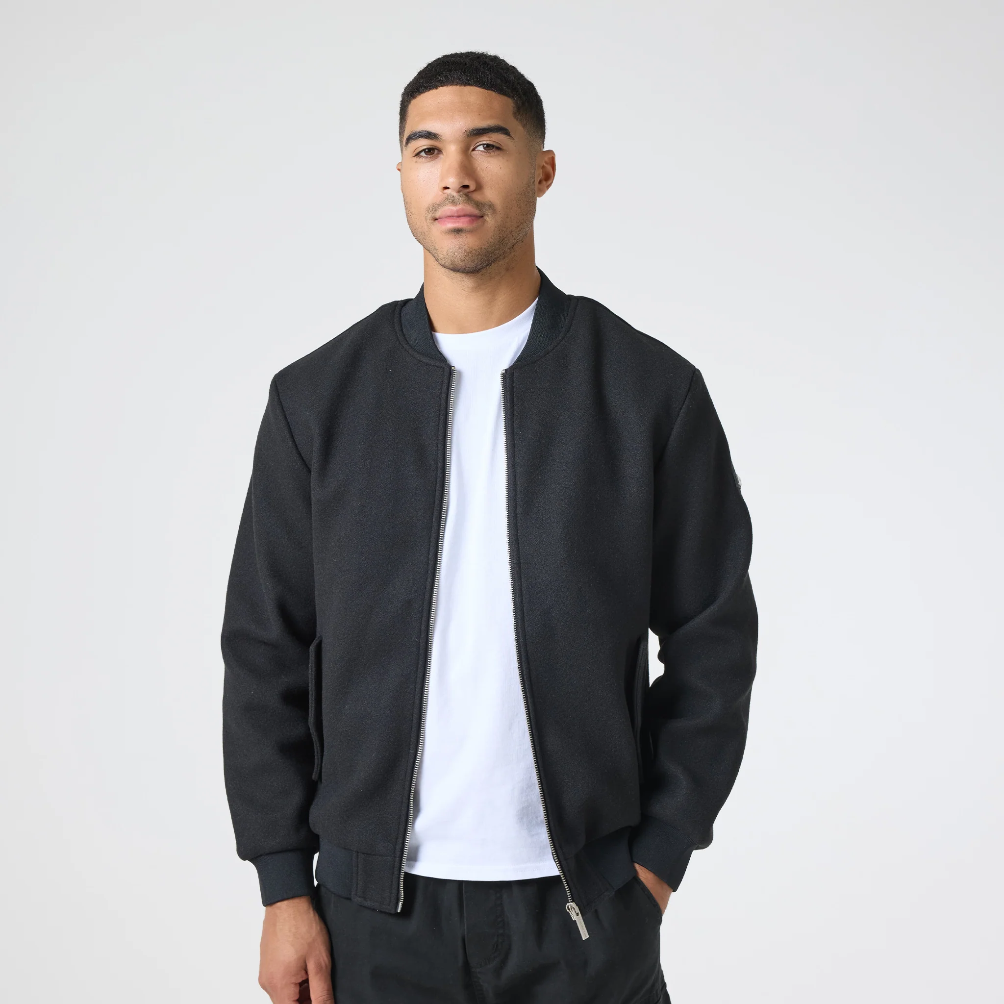 Faux Wool Smart Bomber | Black - Image 11