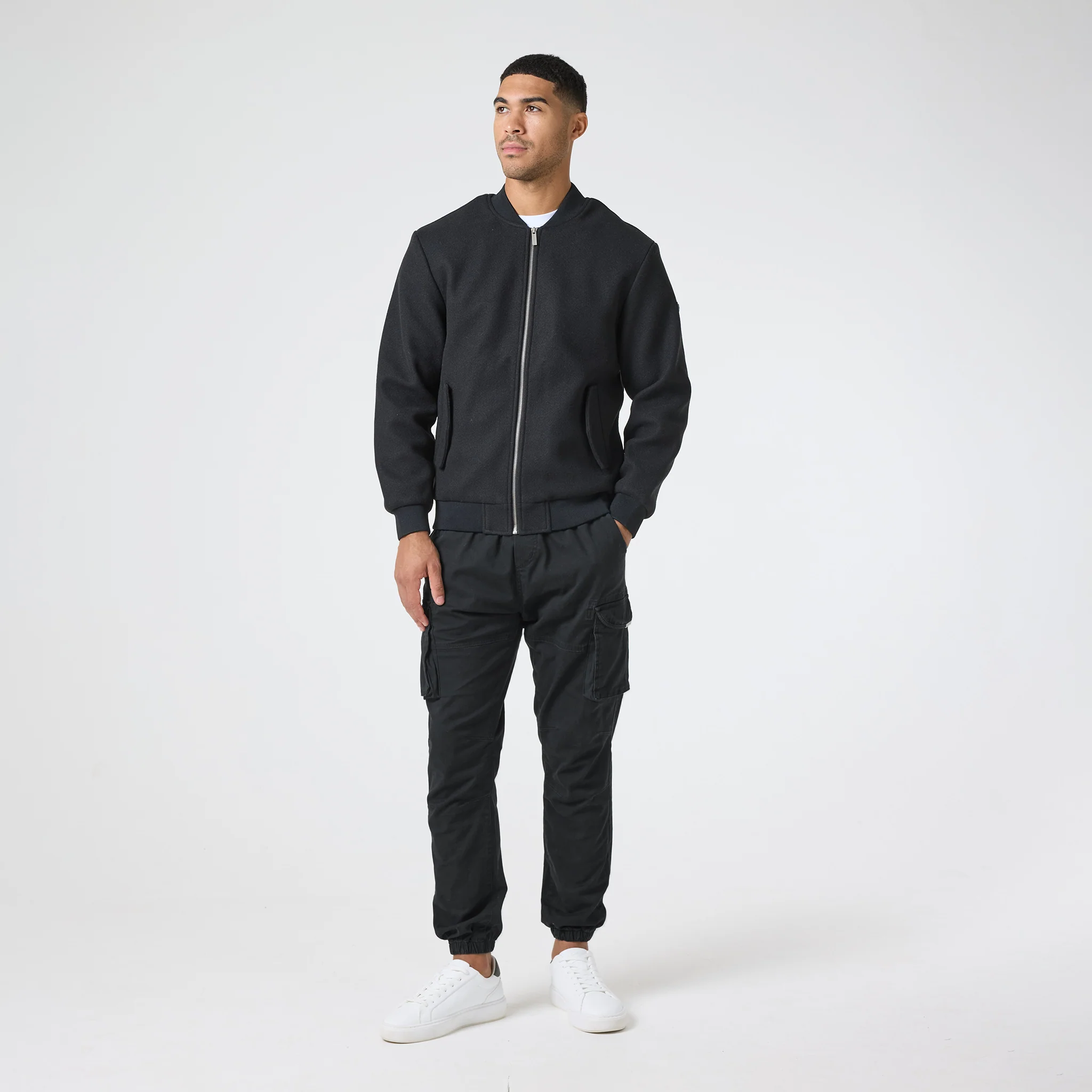 Faux Wool Smart Bomber | Black - Image 12