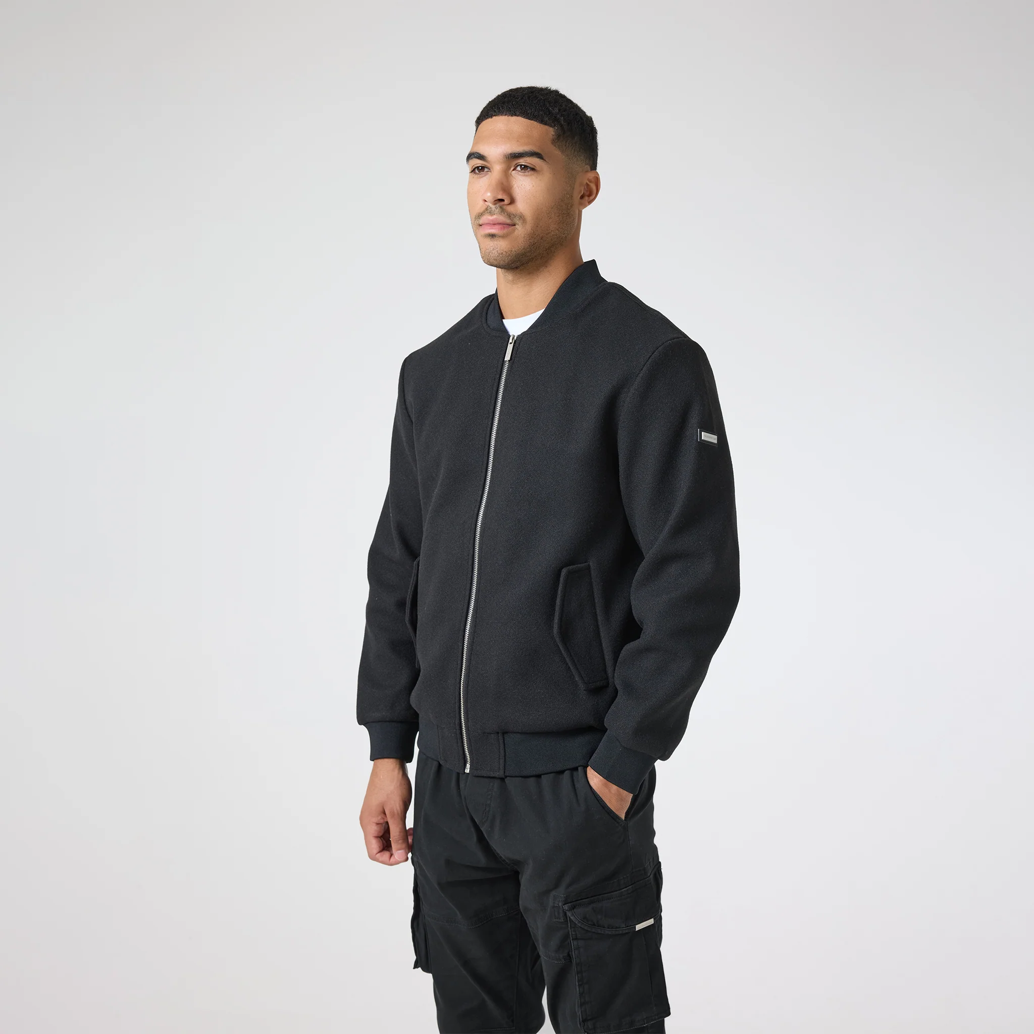 Faux Wool Smart Bomber | Black - Image 3