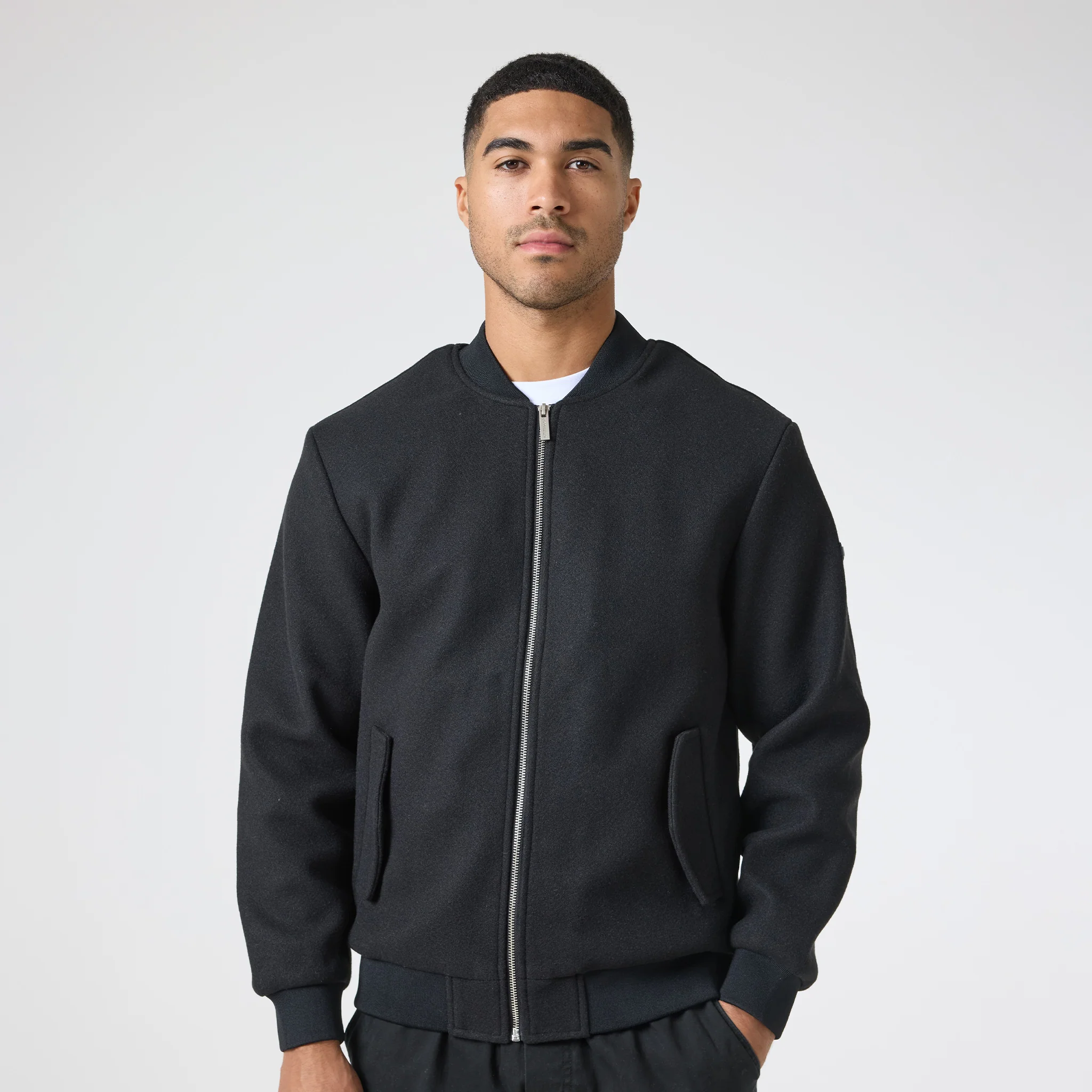 Faux Wool Smart Bomber | Black - Image 9