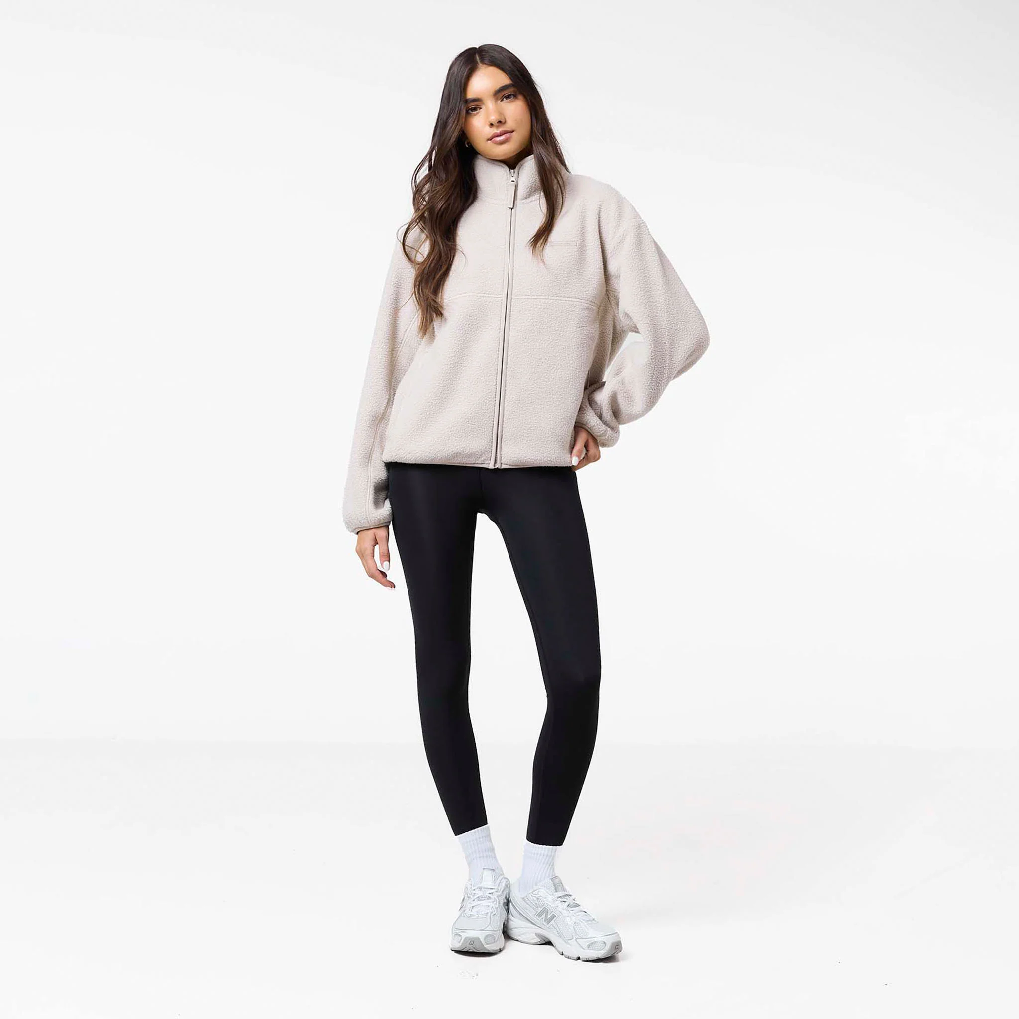 Full Zip Borg Fleece | Sand - Image 3