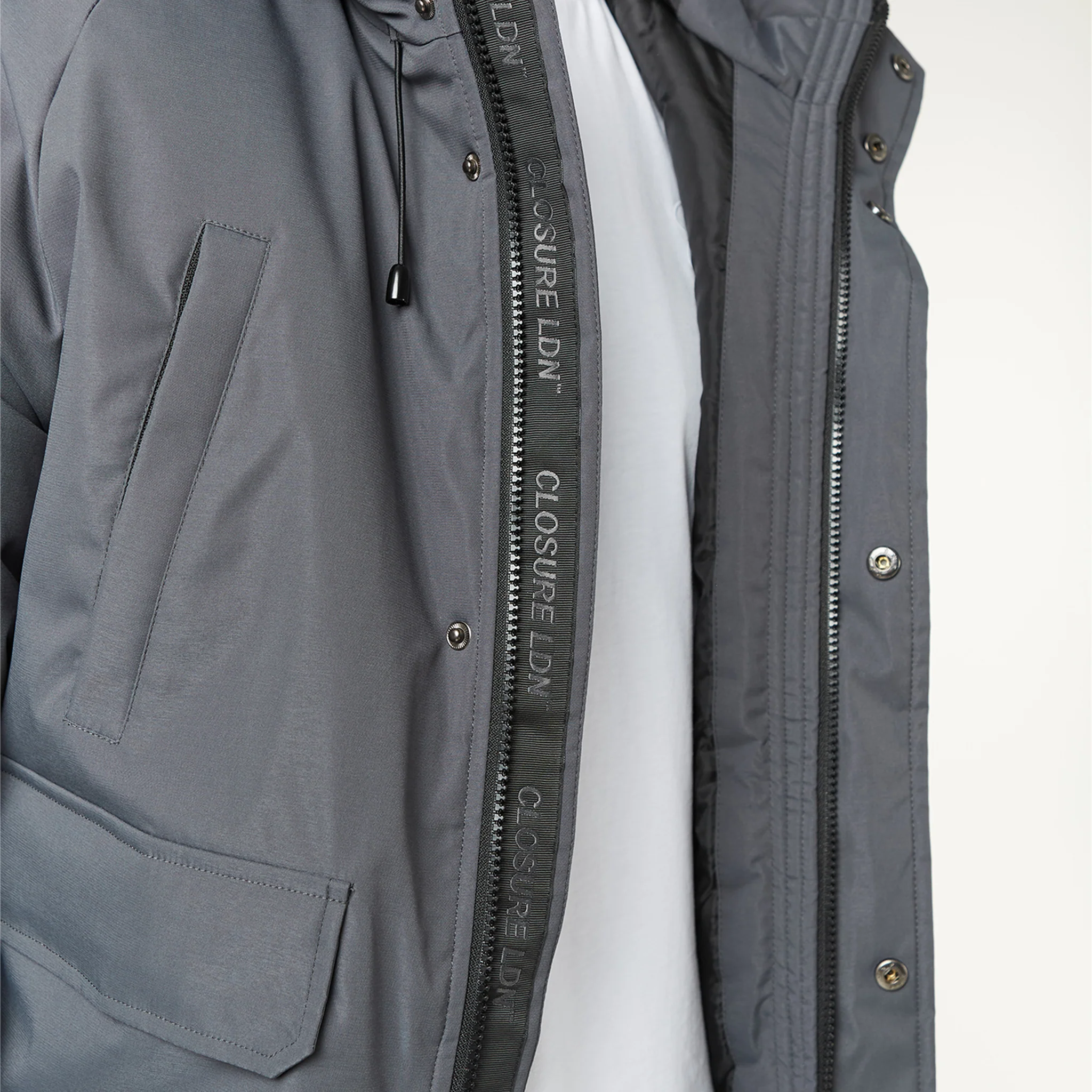 Fur Hooded Jacket | Charcoal - Image 9