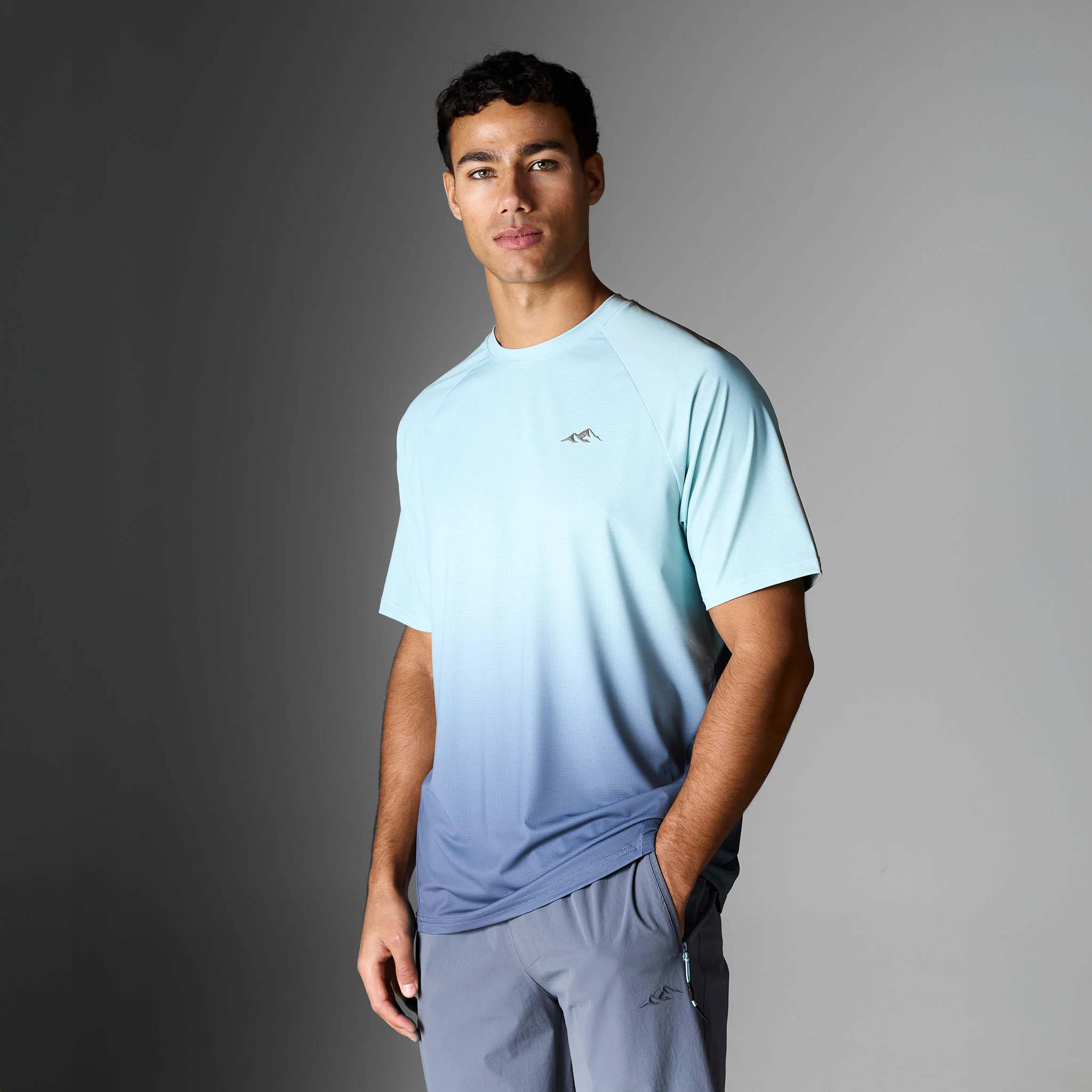 Gradient Motion T-Shirt | Charcoal/Mint - Image 2