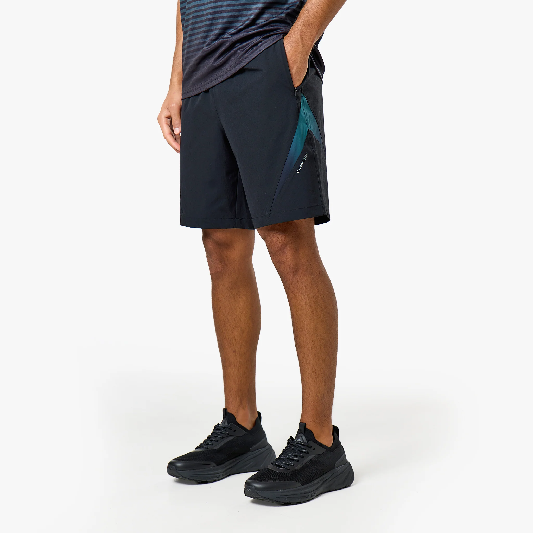 Gradient Motion Windbreaker Tri-Set | Black/Teal - Image 14