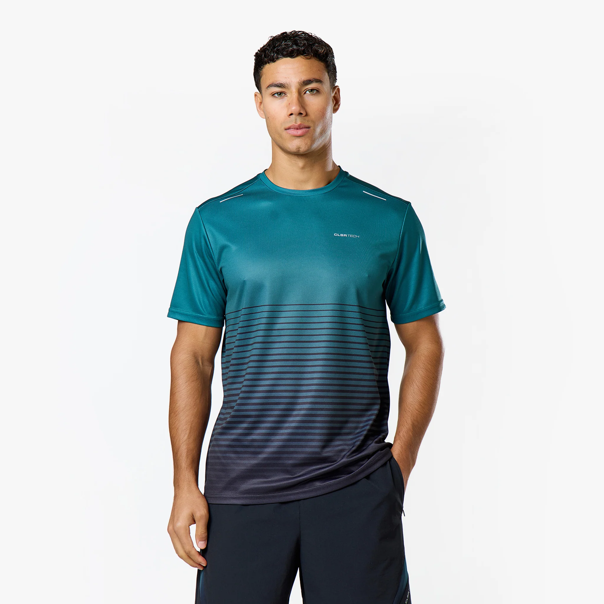 Gradient Motion Windbreaker Tri-Set | Black/Teal - Image 2