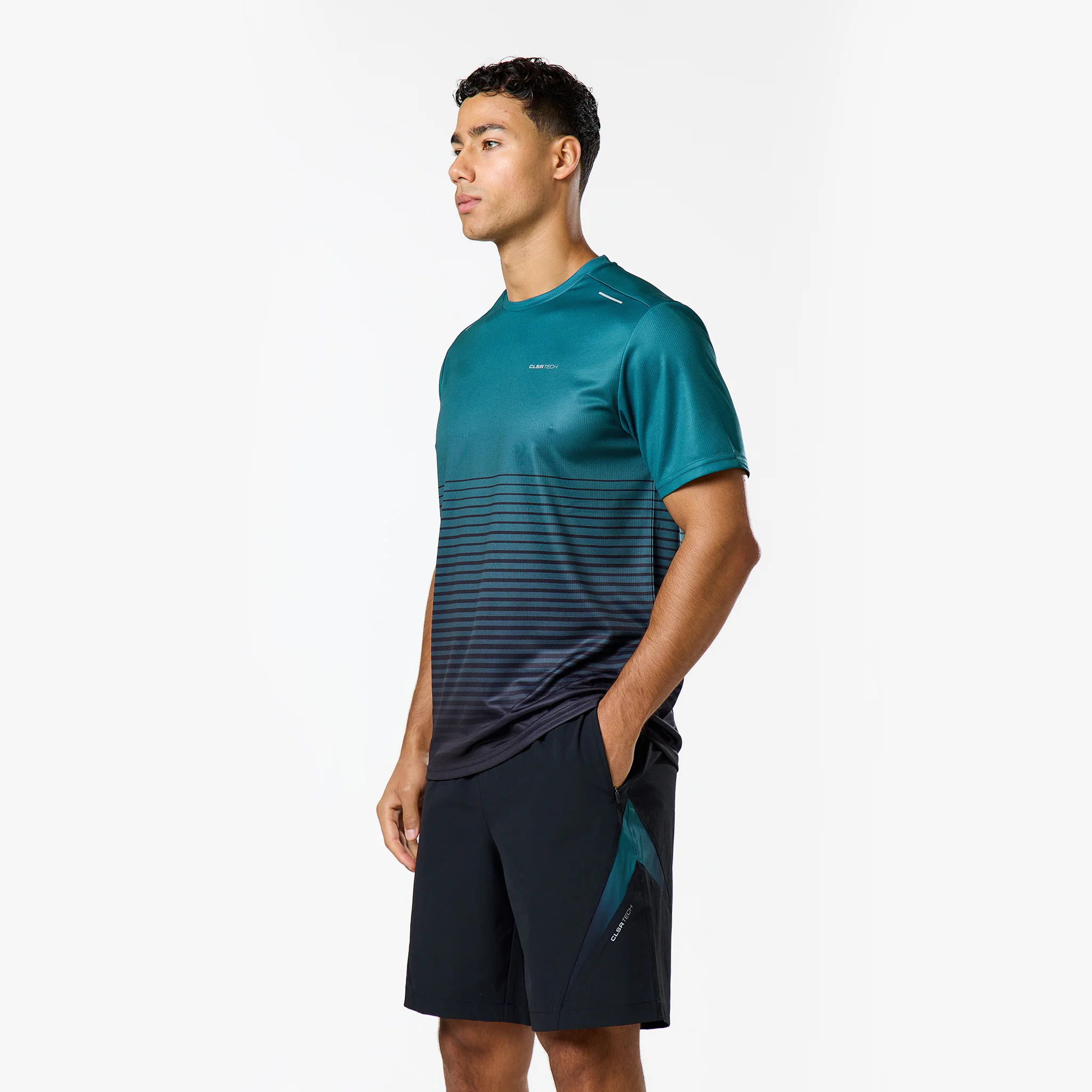Gradient Motion Windbreaker Tri-Set | Black/Teal - Image 4