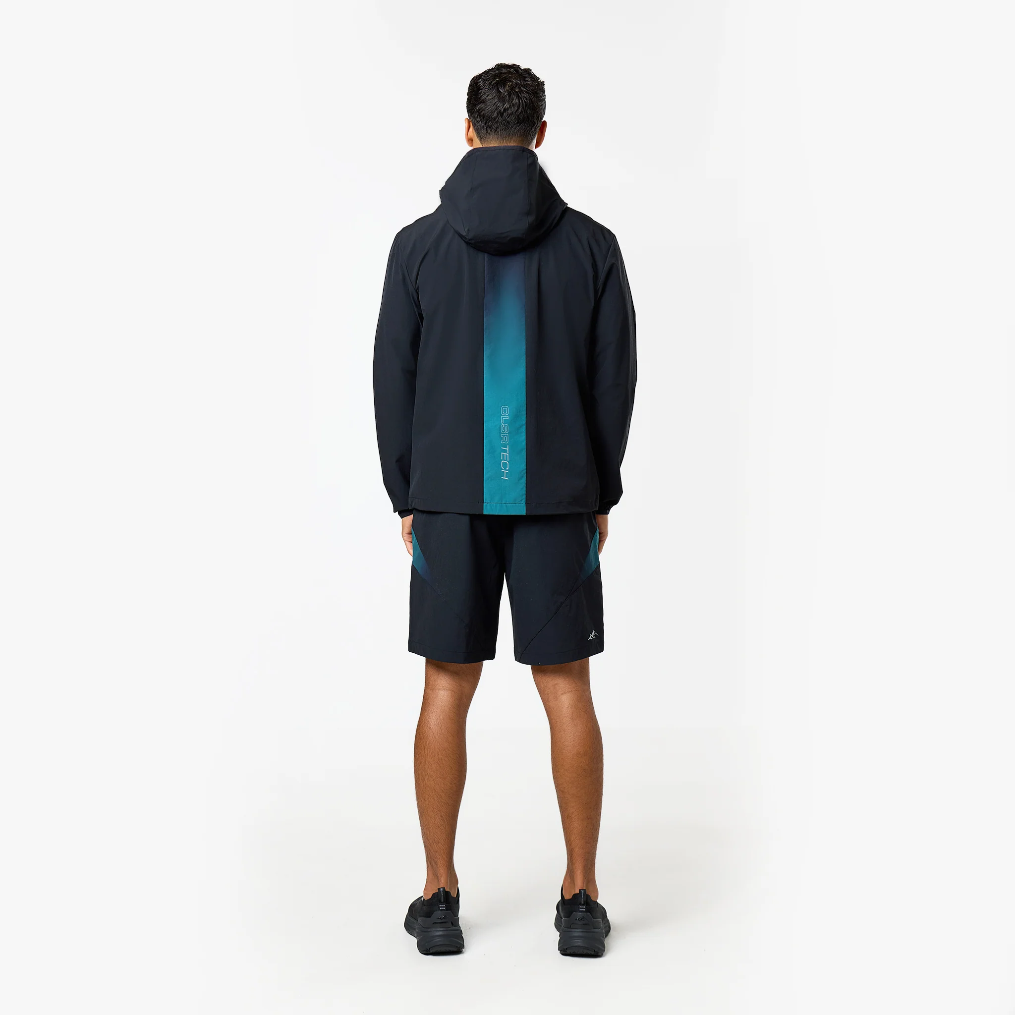 Gradient Motion Windbreaker Tri-Set | Black/Teal - Image 9
