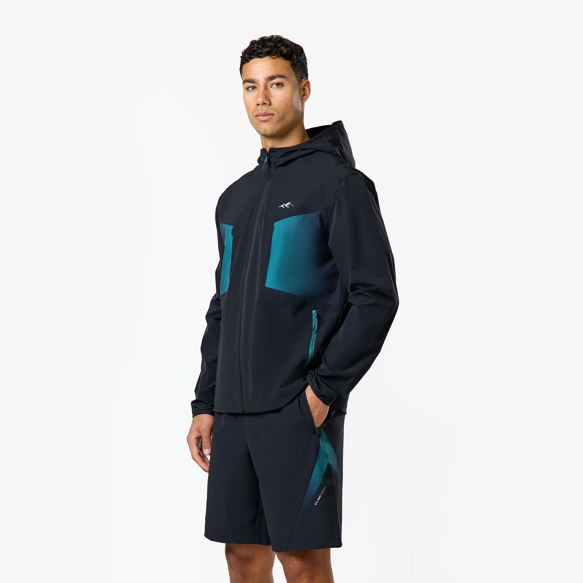 Gradient Motion Windbreaker Twinset | Black/Teal - Image 3