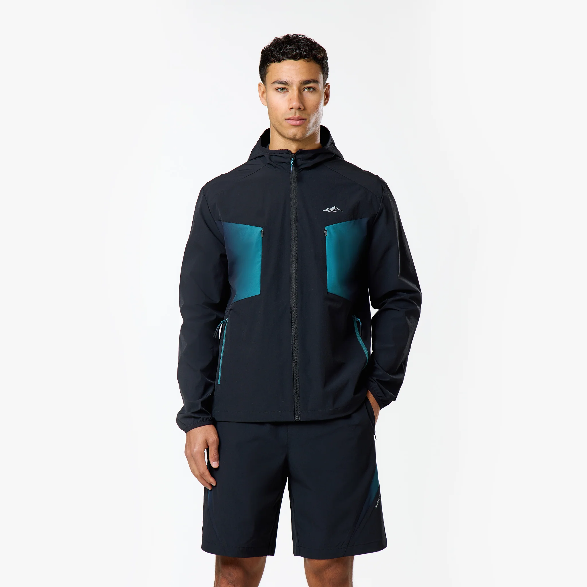 Gradient Motion Windbreaker Twinset | Black/Teal - Image 5