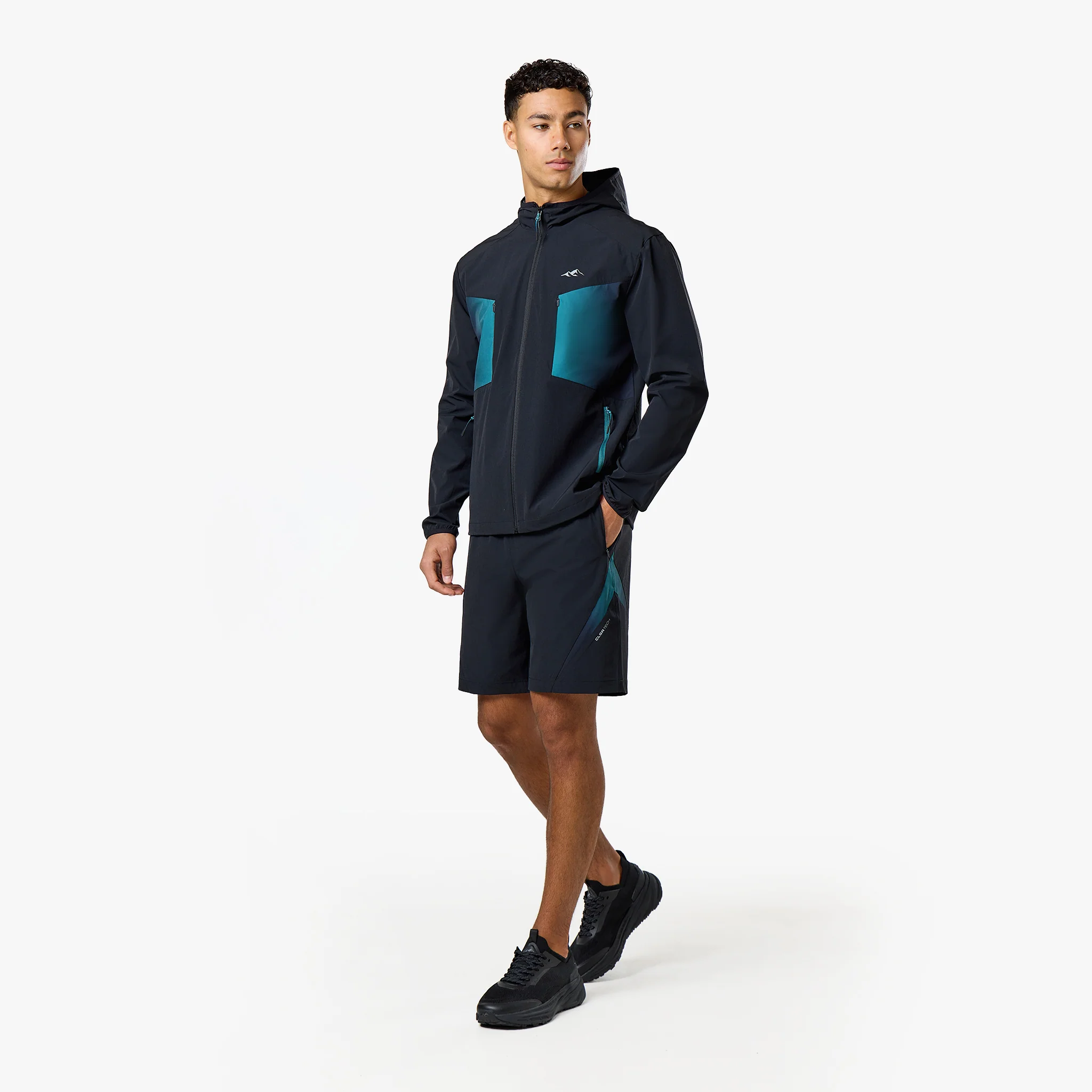 Gradient Motion Windbreaker Twinset | Black/Teal - Image 6