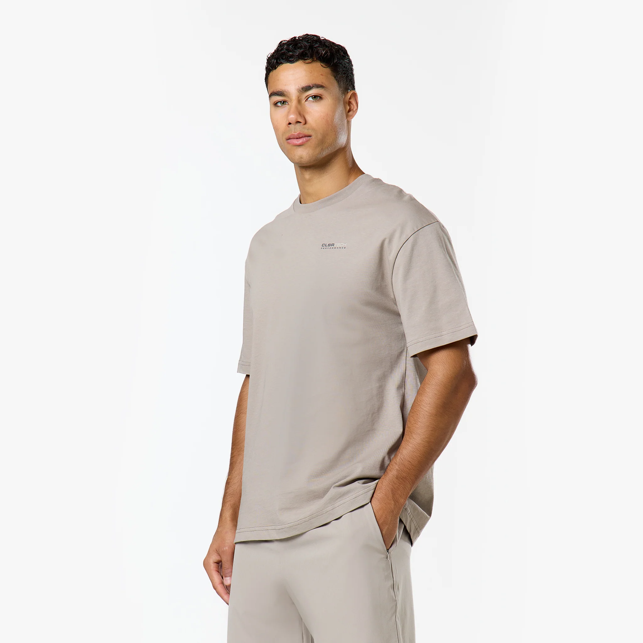 Gradient Mountain Tech T-Shirt | Fossil - Image 2