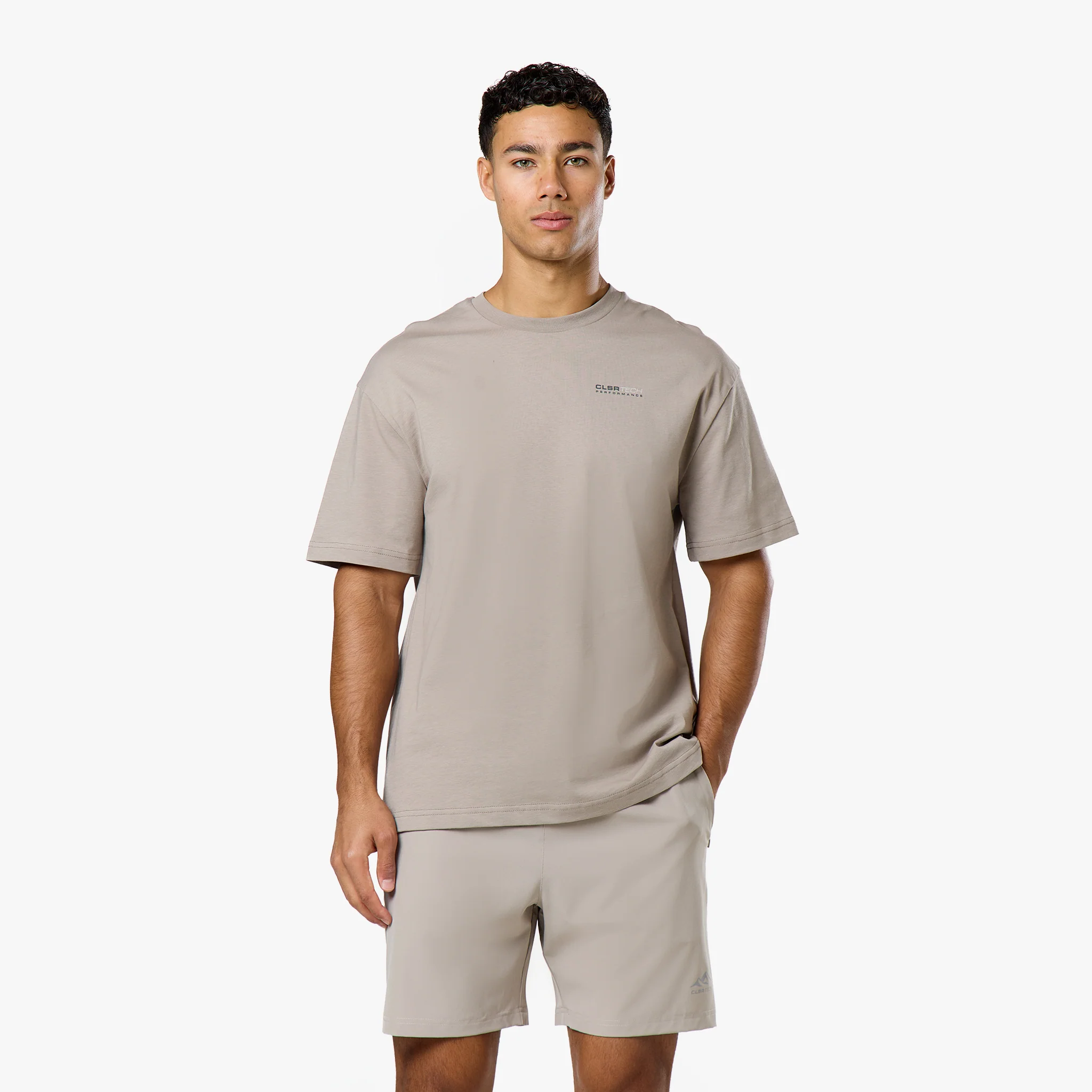Gradient Mountain Tech T-Shirt | Fossil - Image 8
