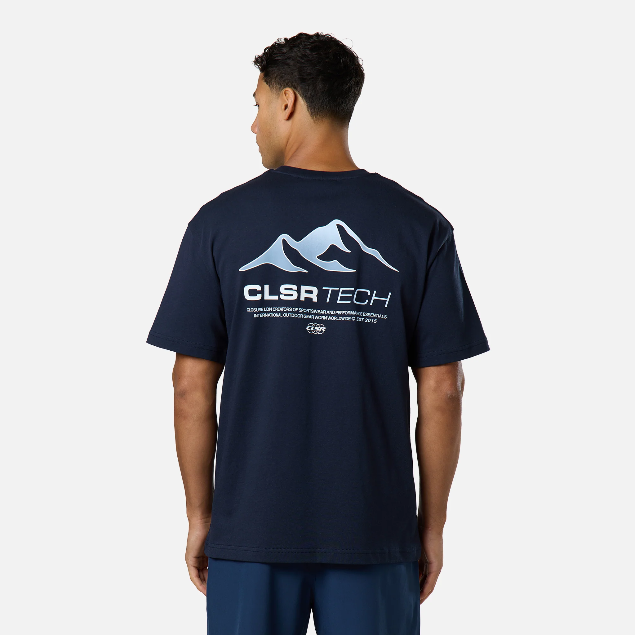 Gradient Mountain Tech T-Shirt | Navy