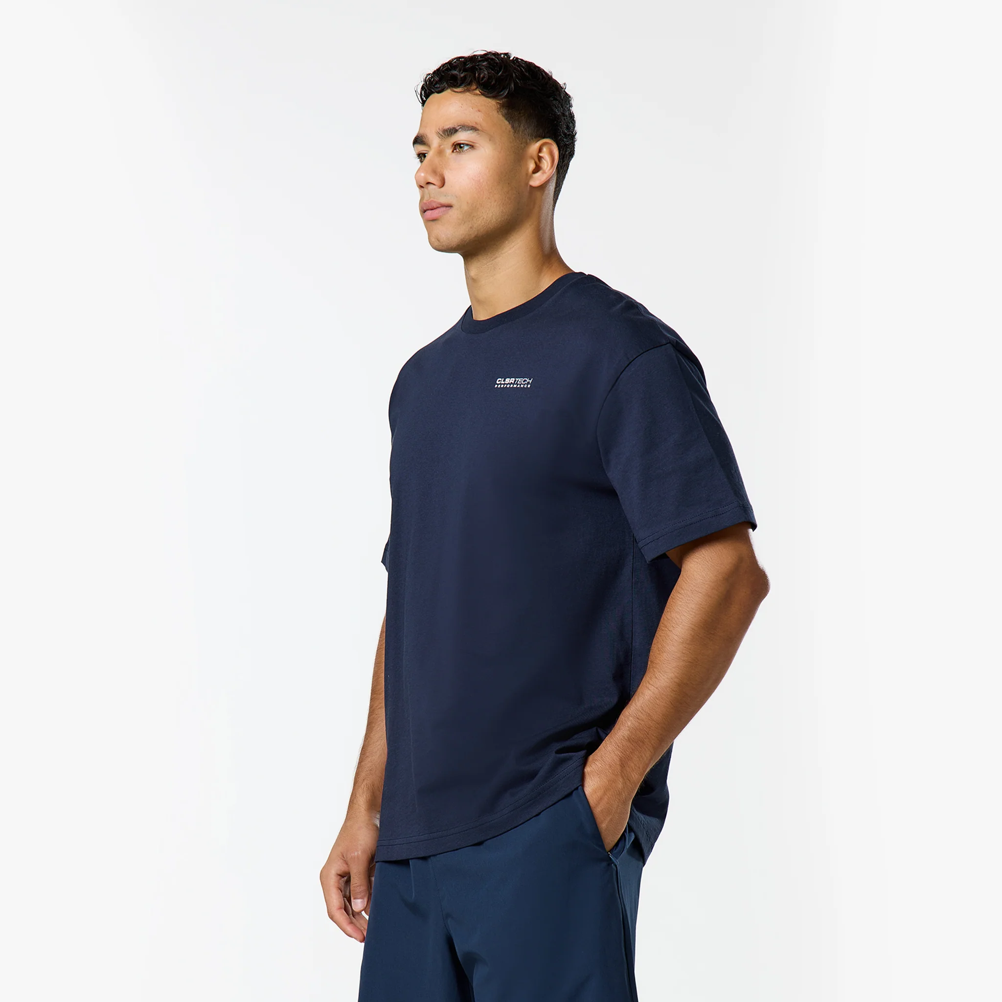Gradient Mountain Tech T-Shirt | Navy - Image 4