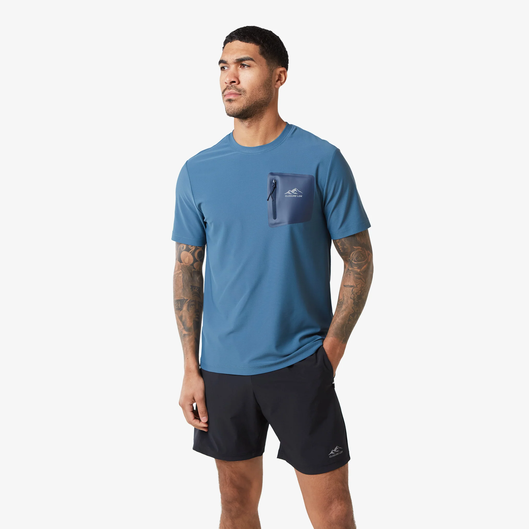 Heat Seal Zip Block Pocket T-Shirt | Blue - Image 6