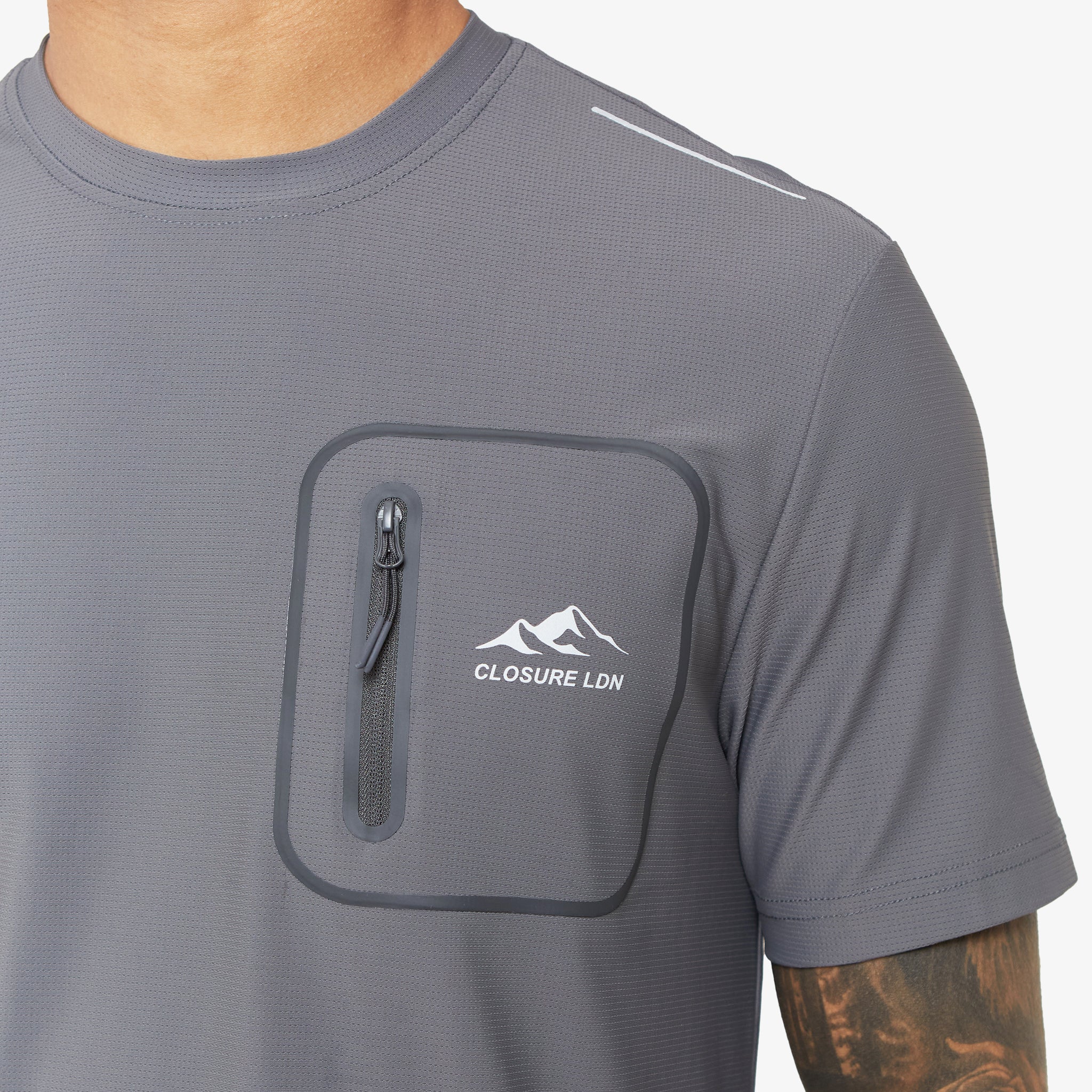 Heat Seal Zip Pocket T-Shirt | Grey - Image 3