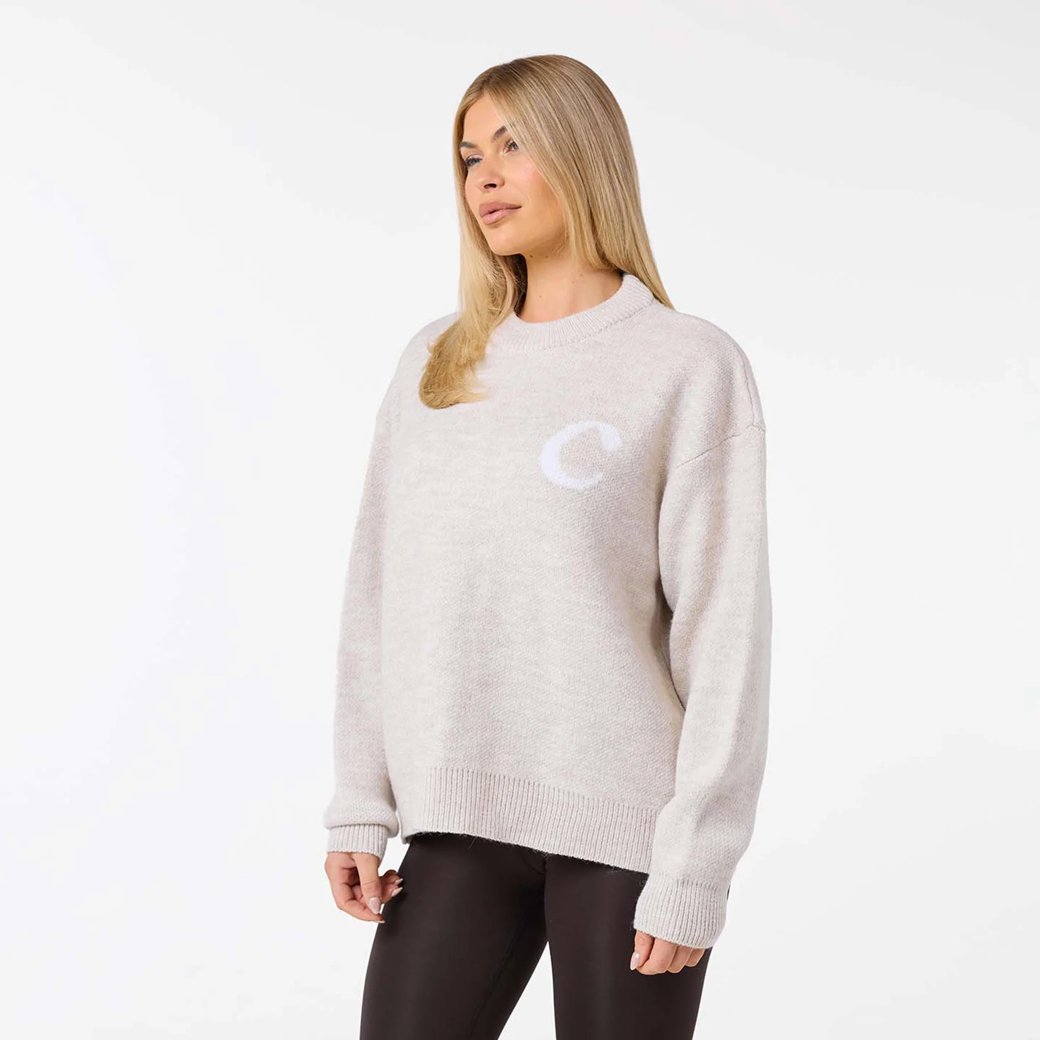 Initial Knit Crew Neck | Oat - Image 4