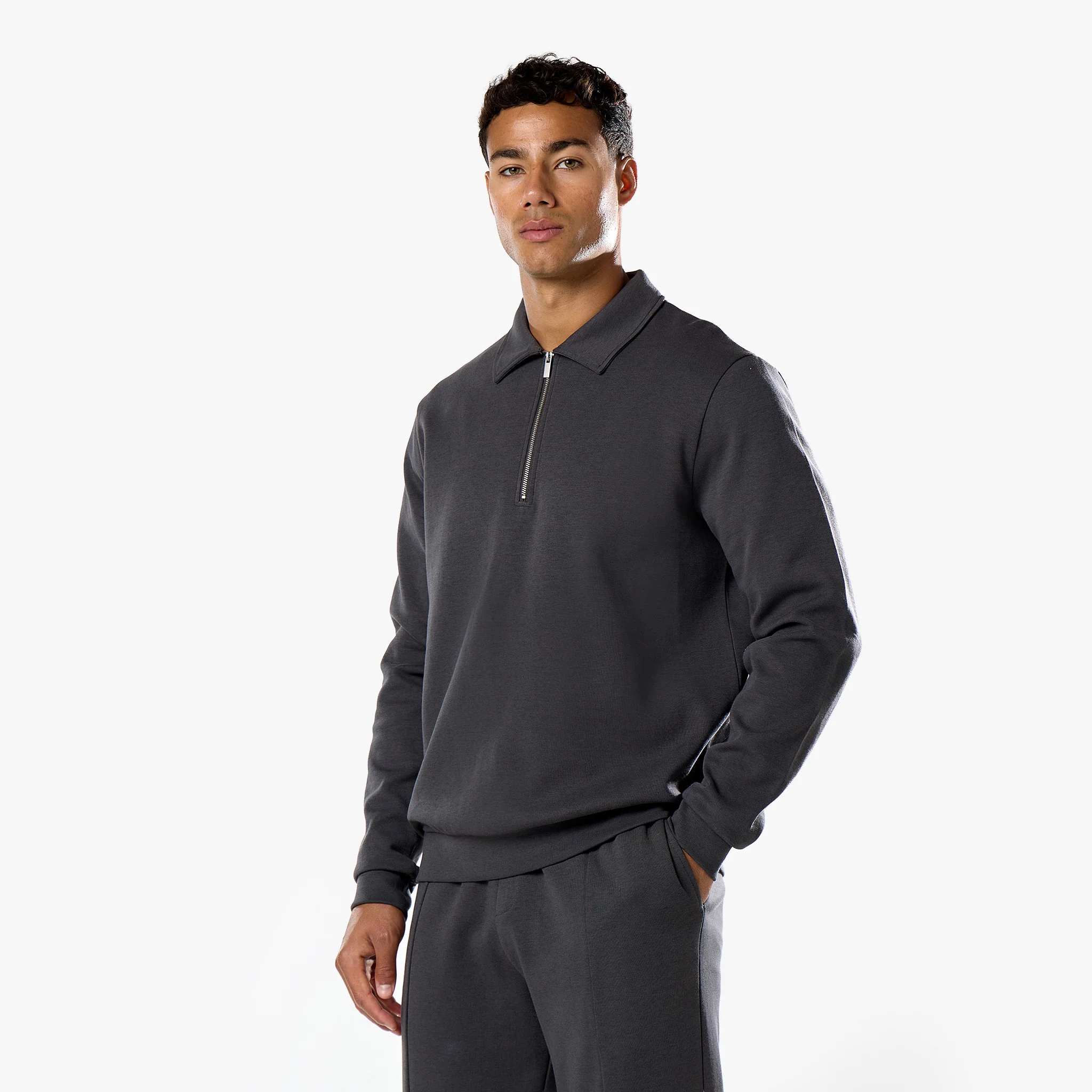 Interlock 1/4 Zip Tracksuit | Charcoal - Image 2