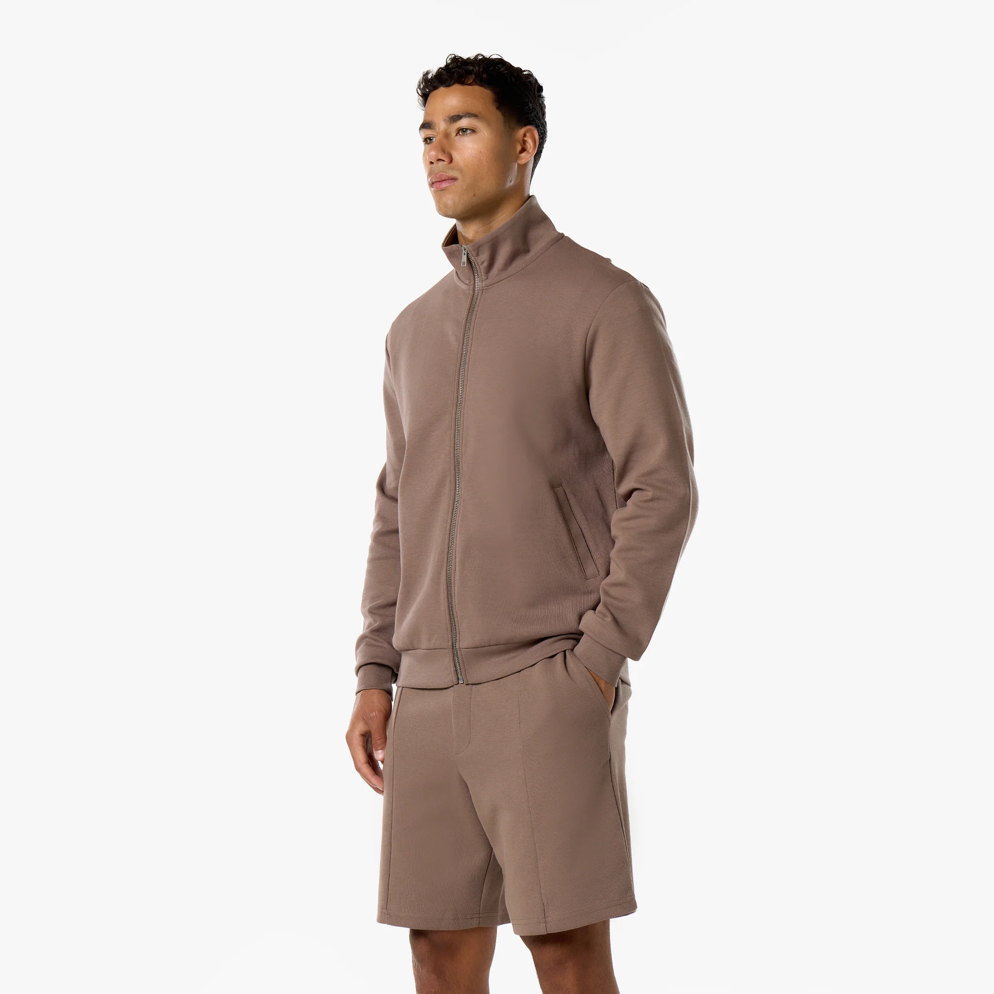 Interlock FZ Funnel Neck Twinset | Warm Brown