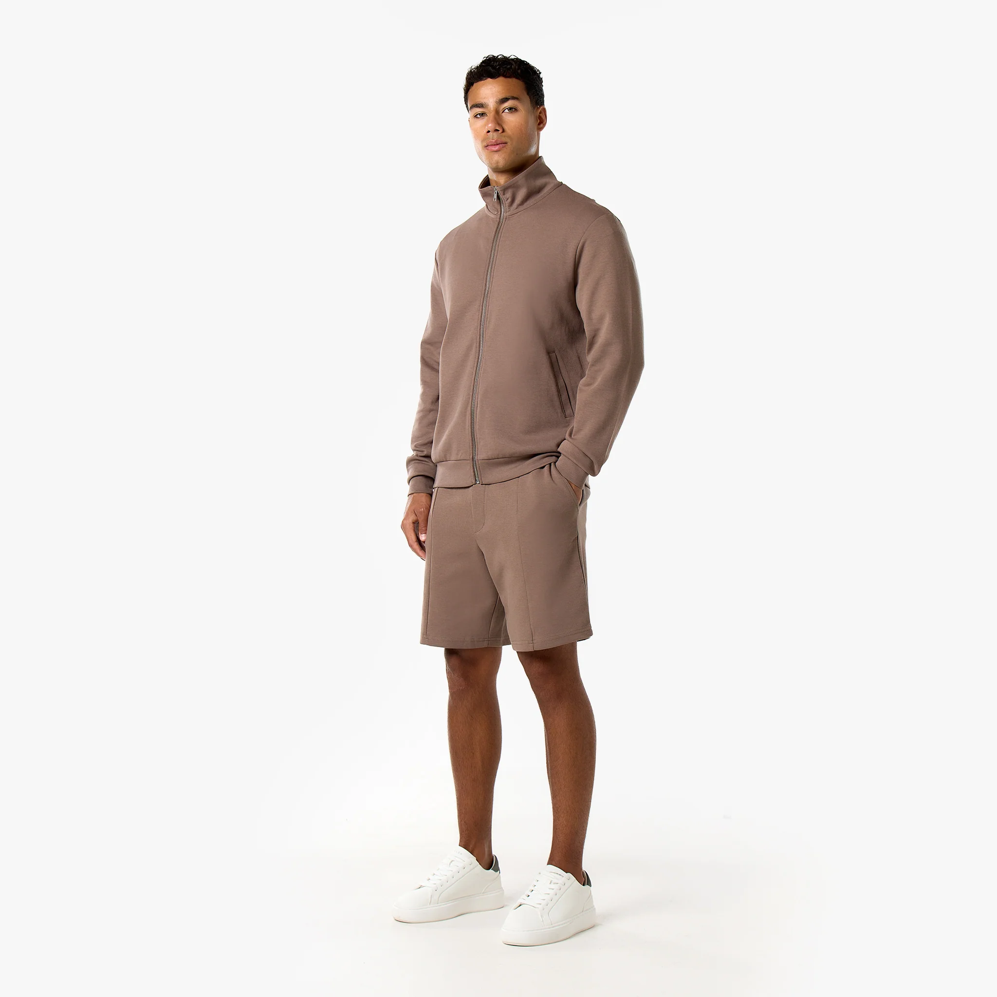 Interlock FZ Funnel Neck Twinset | Warm Brown - Image 4