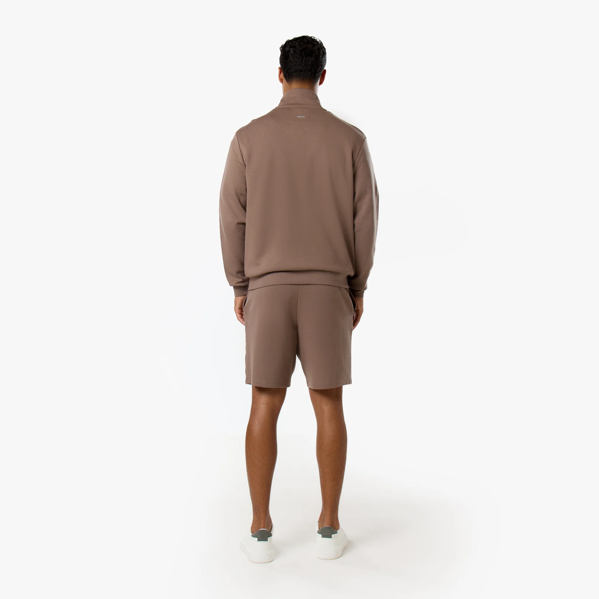 Interlock Full Zip Funnel Neck | Warm Brown - Image 10