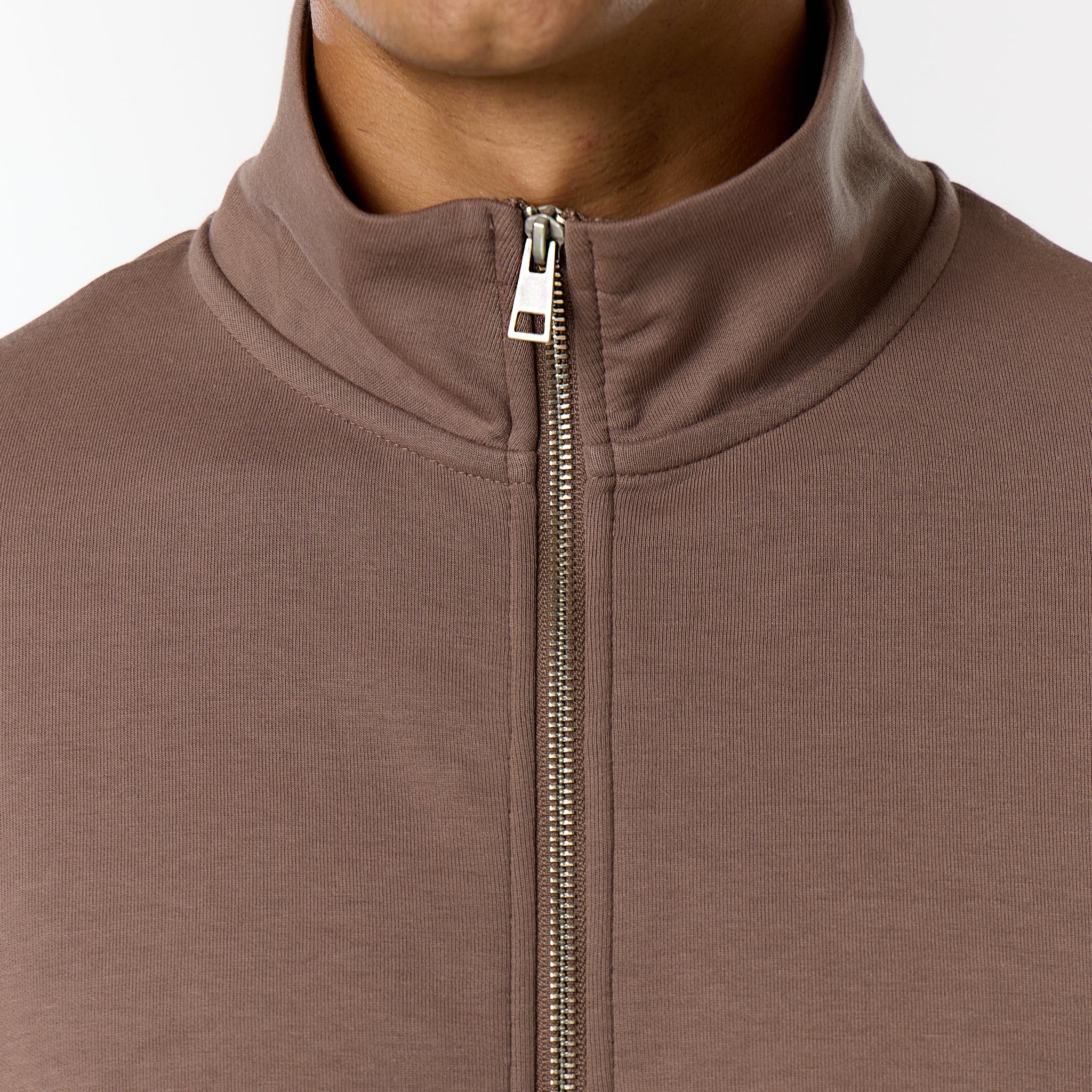 Interlock Full Zip Funnel Neck | Warm Brown - Image 5