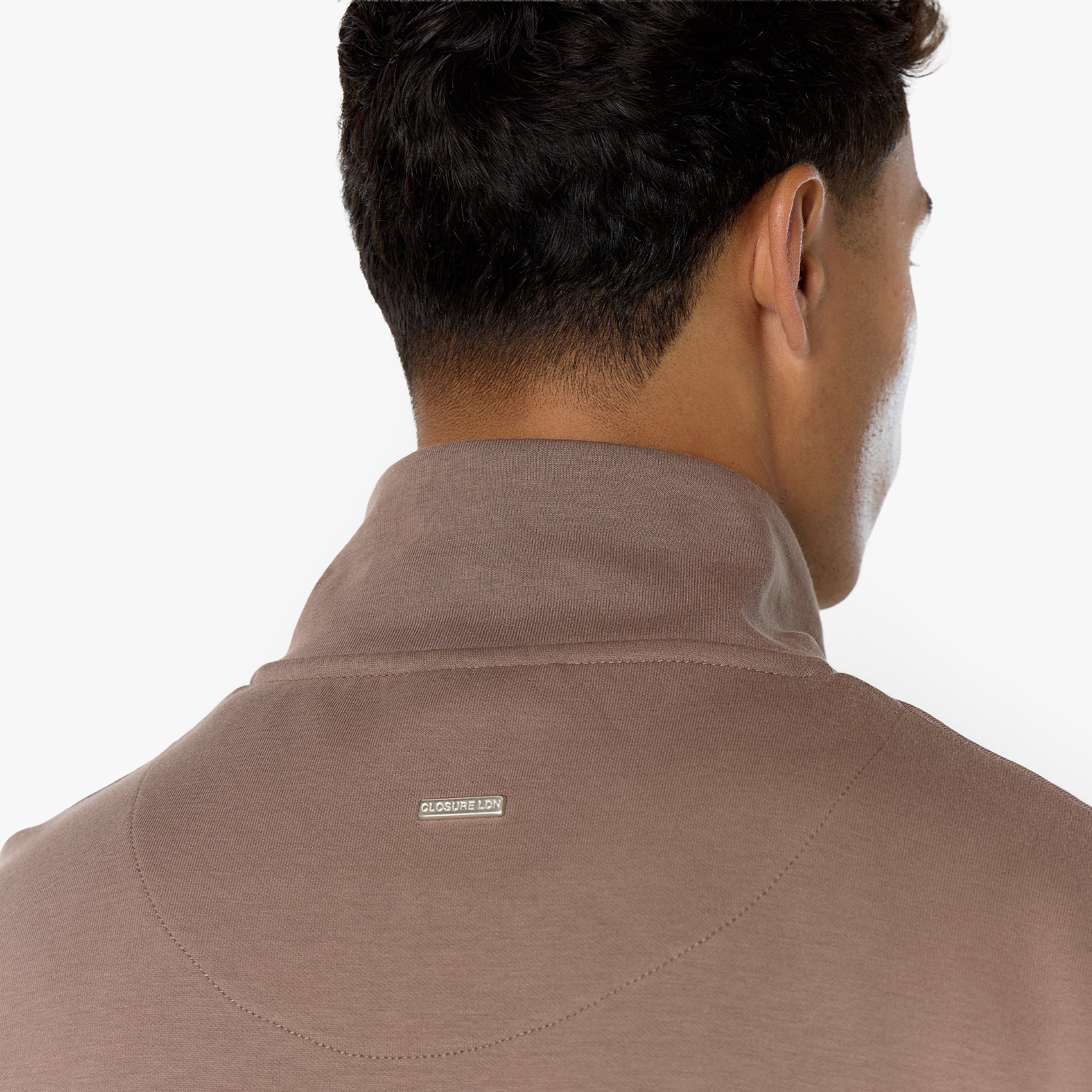 Interlock Full Zip Funnel Neck | Warm Brown - Image 9
